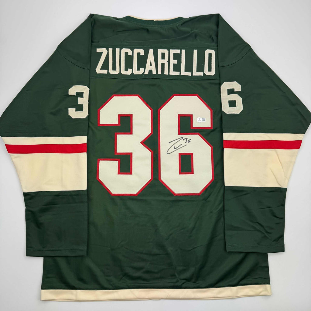 autographed-signed-mats-zuccarello-minnesota-green-hockey-jersey-beckett-bas-coa