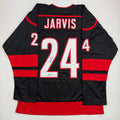 autographed-signed-seth-jarvis-carolina-black-hockey-jersey-beckett-bas-coa