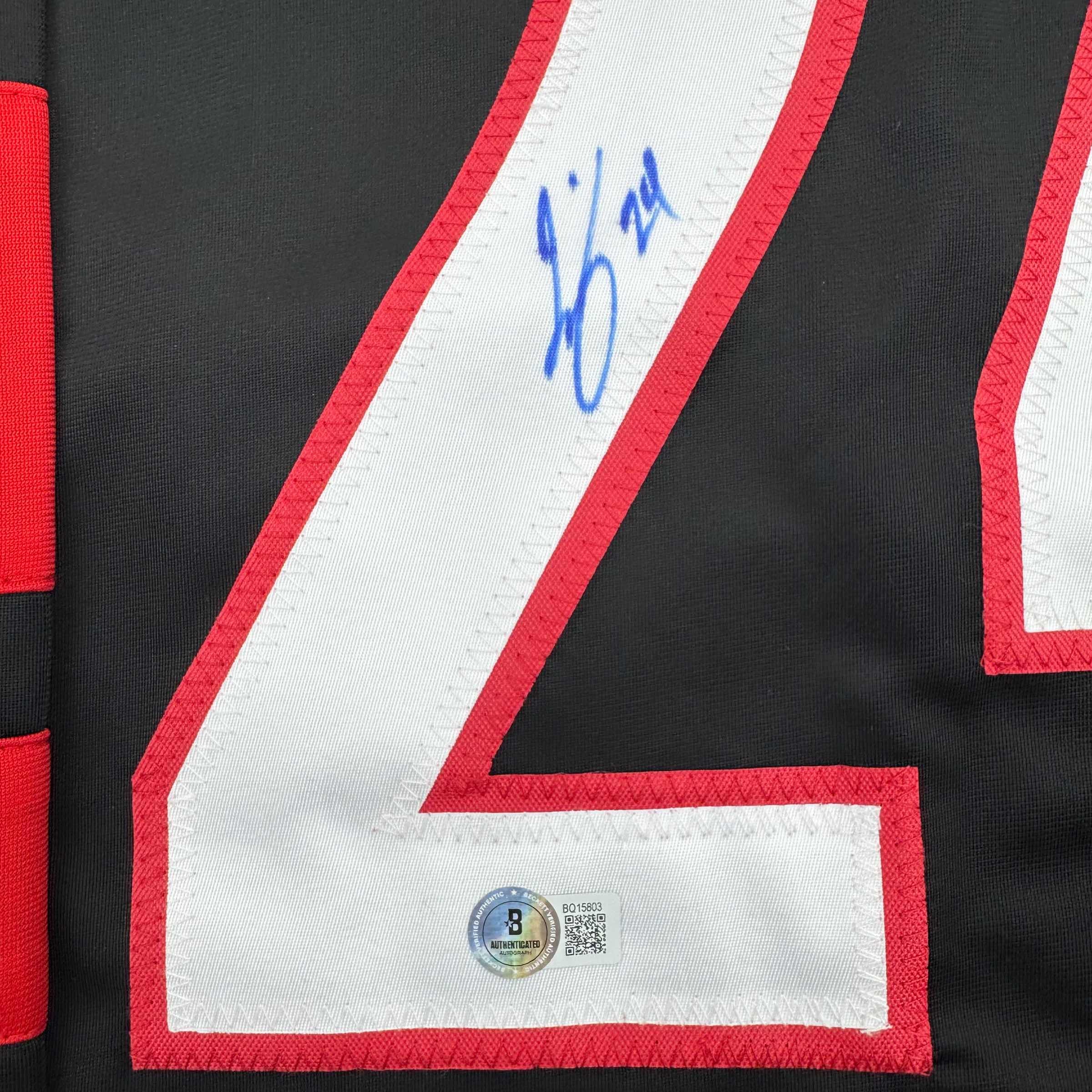 autographed-signed-seth-jarvis-carolina-black-hockey-jersey-beckett-bas-coa