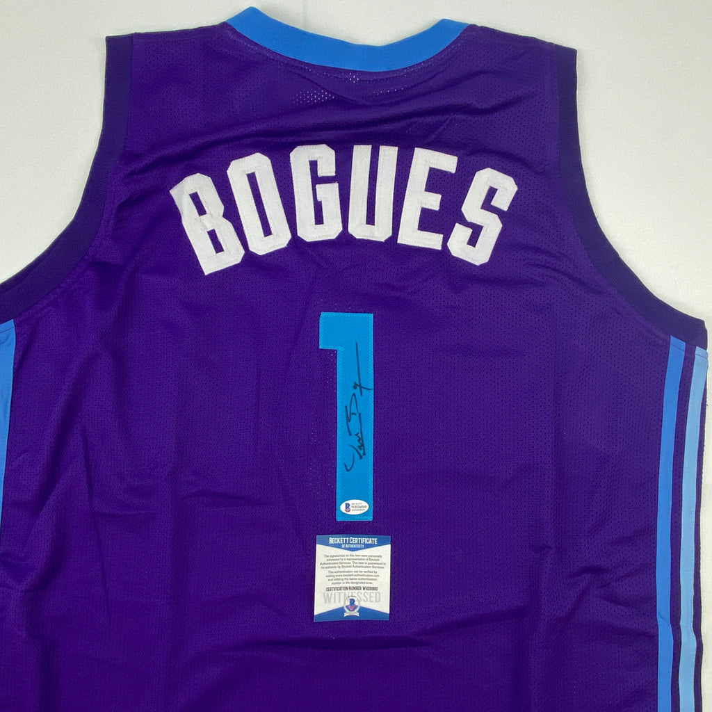 autographed-signed-muggsy-bogues-charlotte-purple-modern-basketball-jersey-beckett-bas-coa