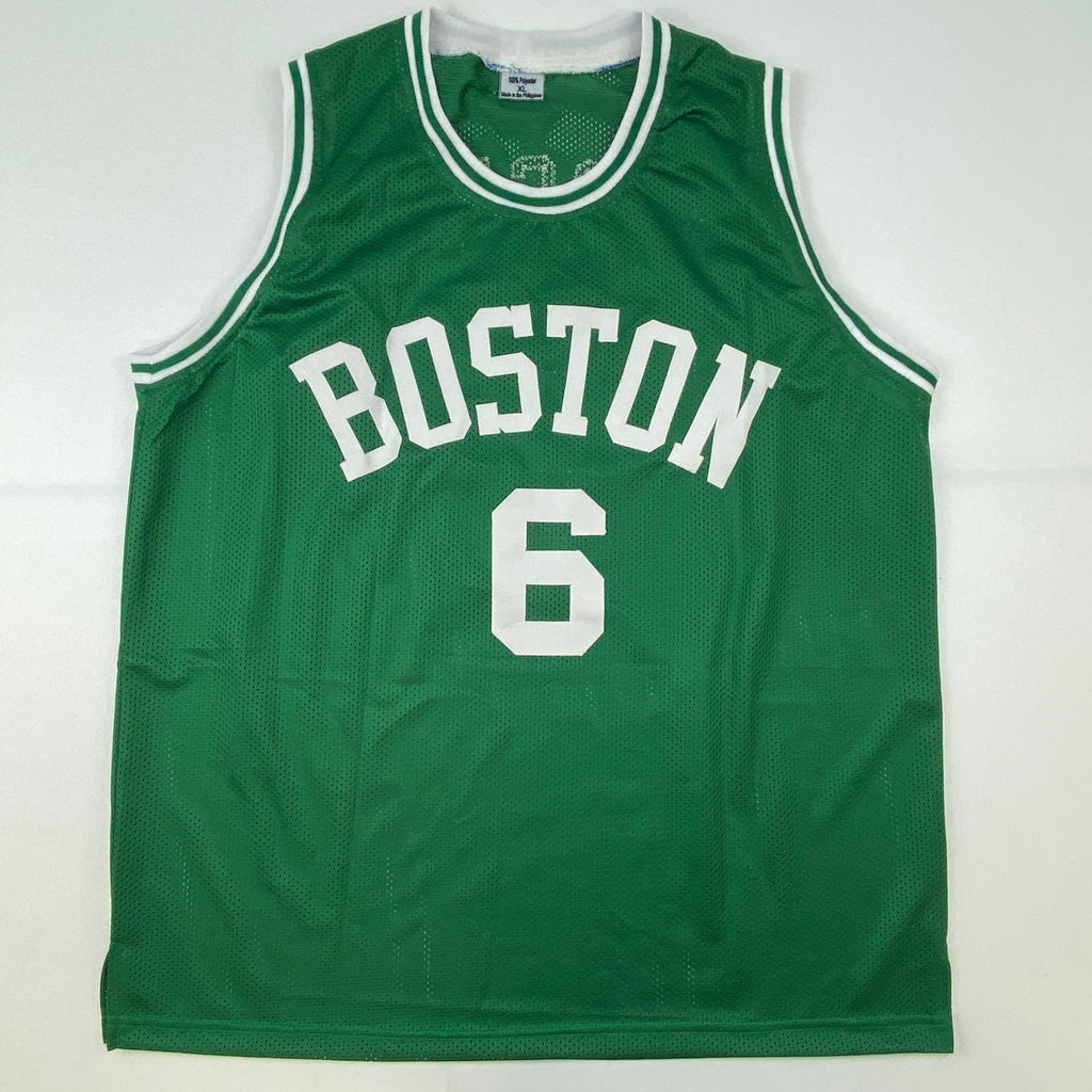 autographed-signed-bill-russell-boston-green-basketball-jersey-hollywood-collectibles-coa