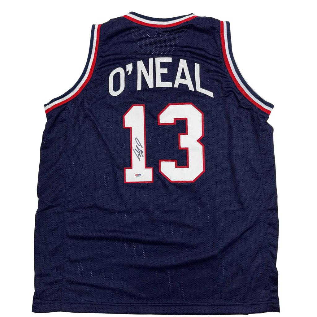 autographed-signed-shaquille-shaq-oneal-usa-united-states-blue-basketball-jersey-psa-dna-coa