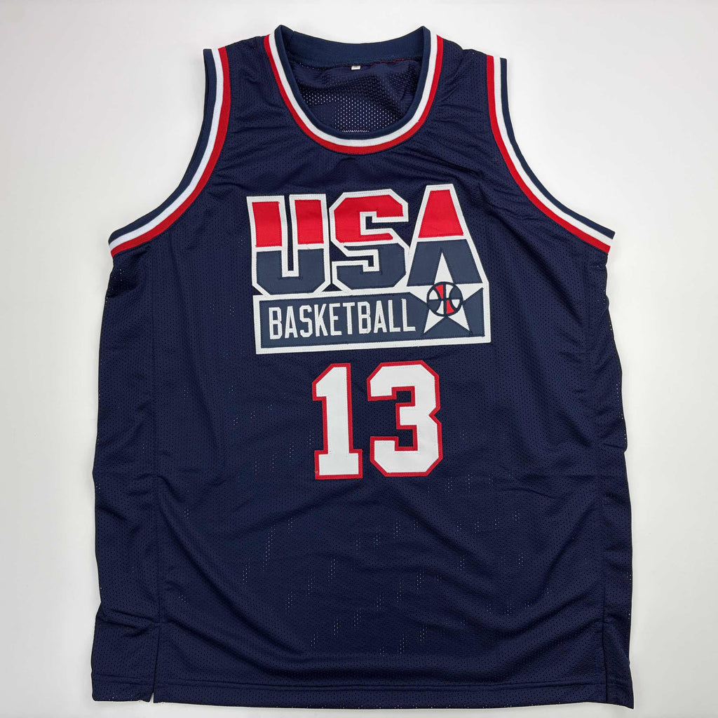autographed-signed-shaquille-shaq-oneal-usa-united-states-blue-basketball-jersey-psa-dna-coa