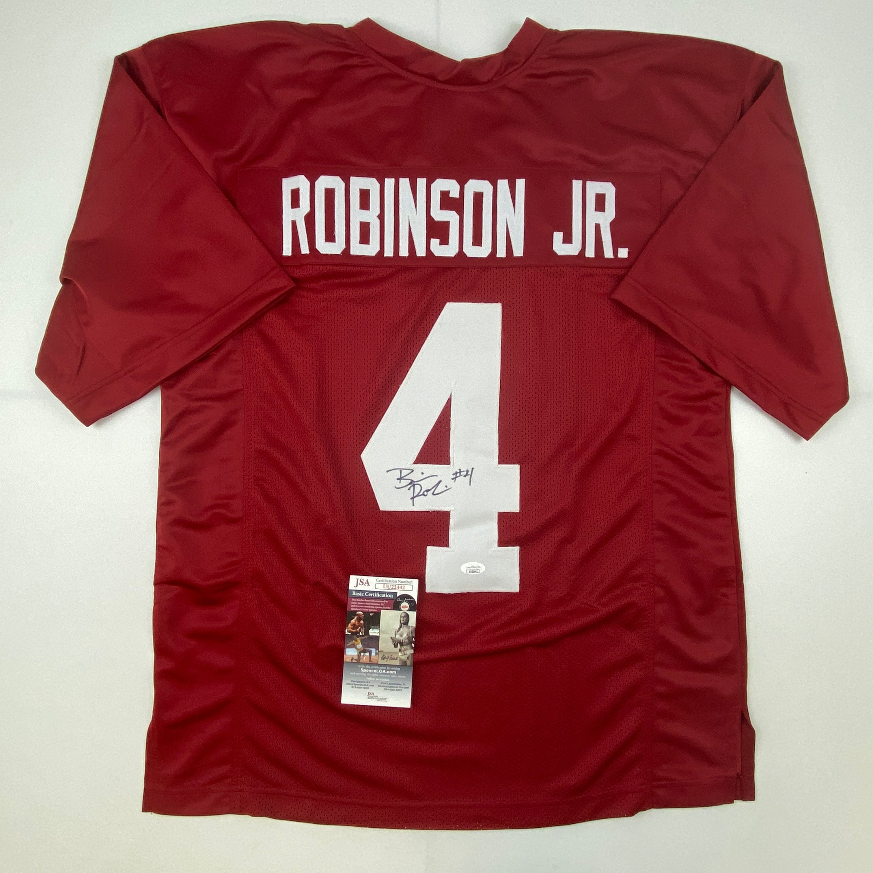 autographed-signed-brian-robinson-jr-alabama-red-college-football-jersey-jsa-coa