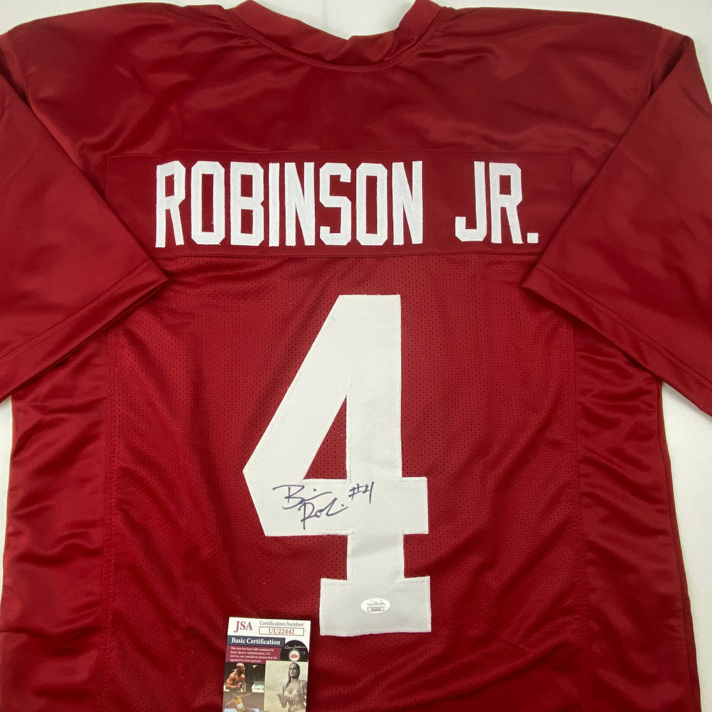 autographed-signed-brian-robinson-jr-alabama-red-college-football-jersey-jsa-coa