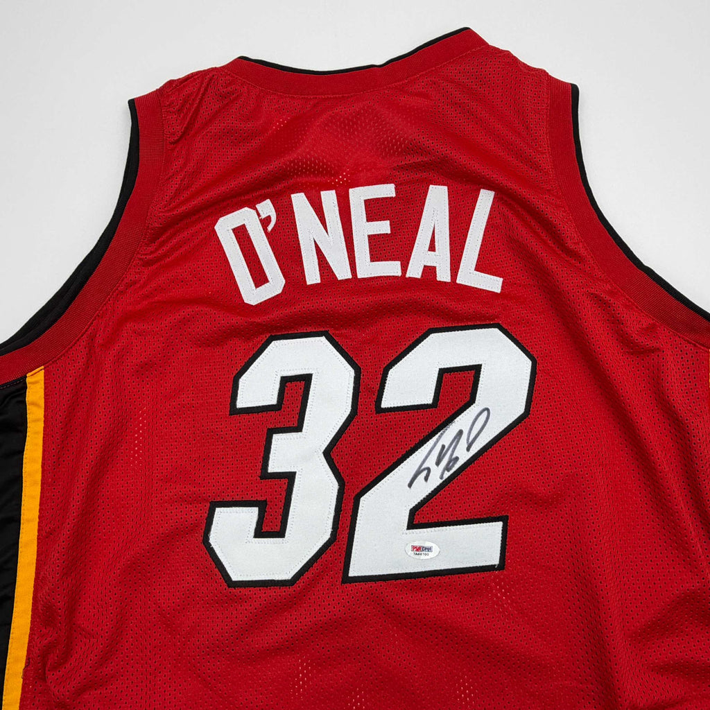 autographed-signed-shaquille-shaq-oneal-miami-red-basketball-jersey-psa-dna-coa