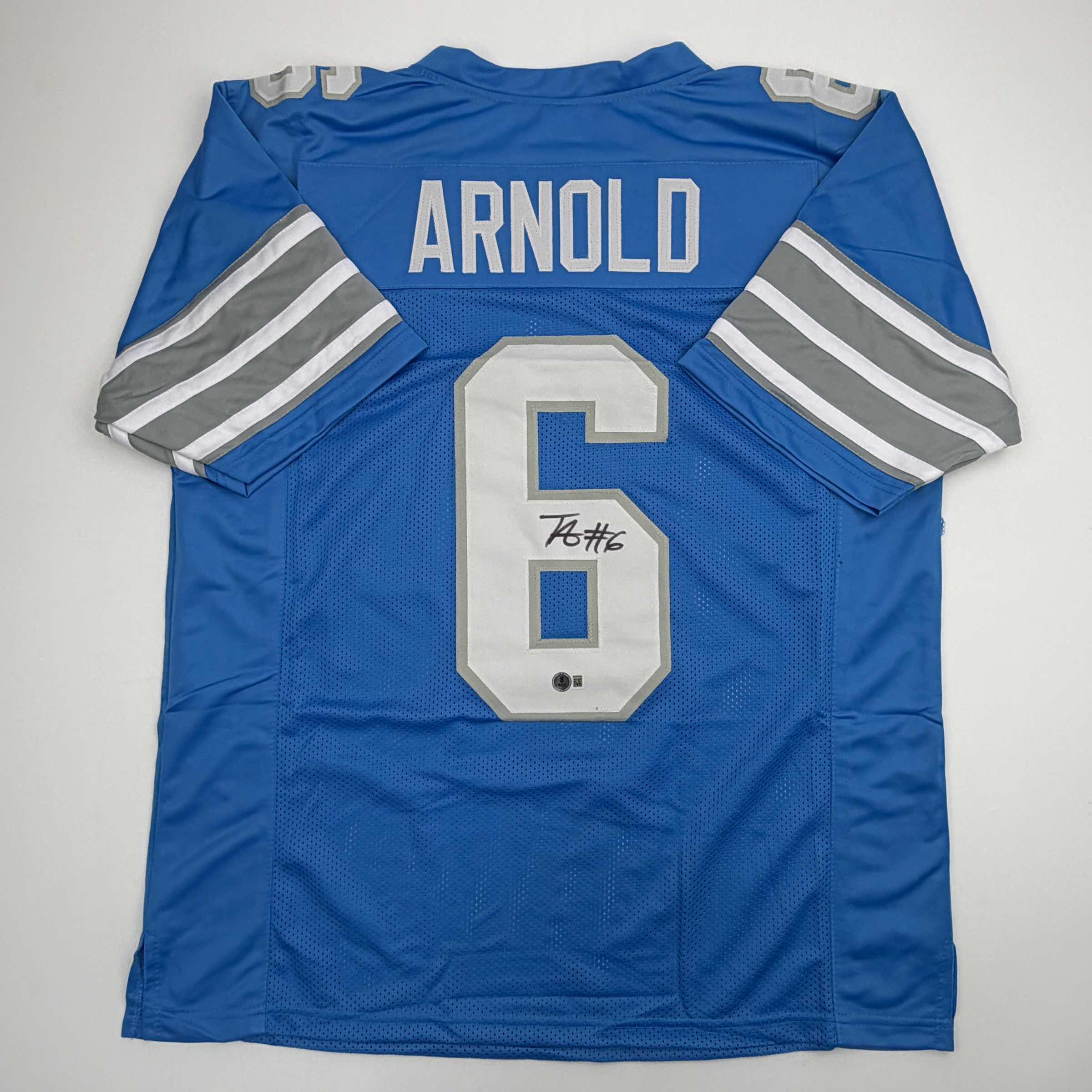 autographed-signed-terrion-arnold-detroit-blue-football-jersey-beckett-bas-coa