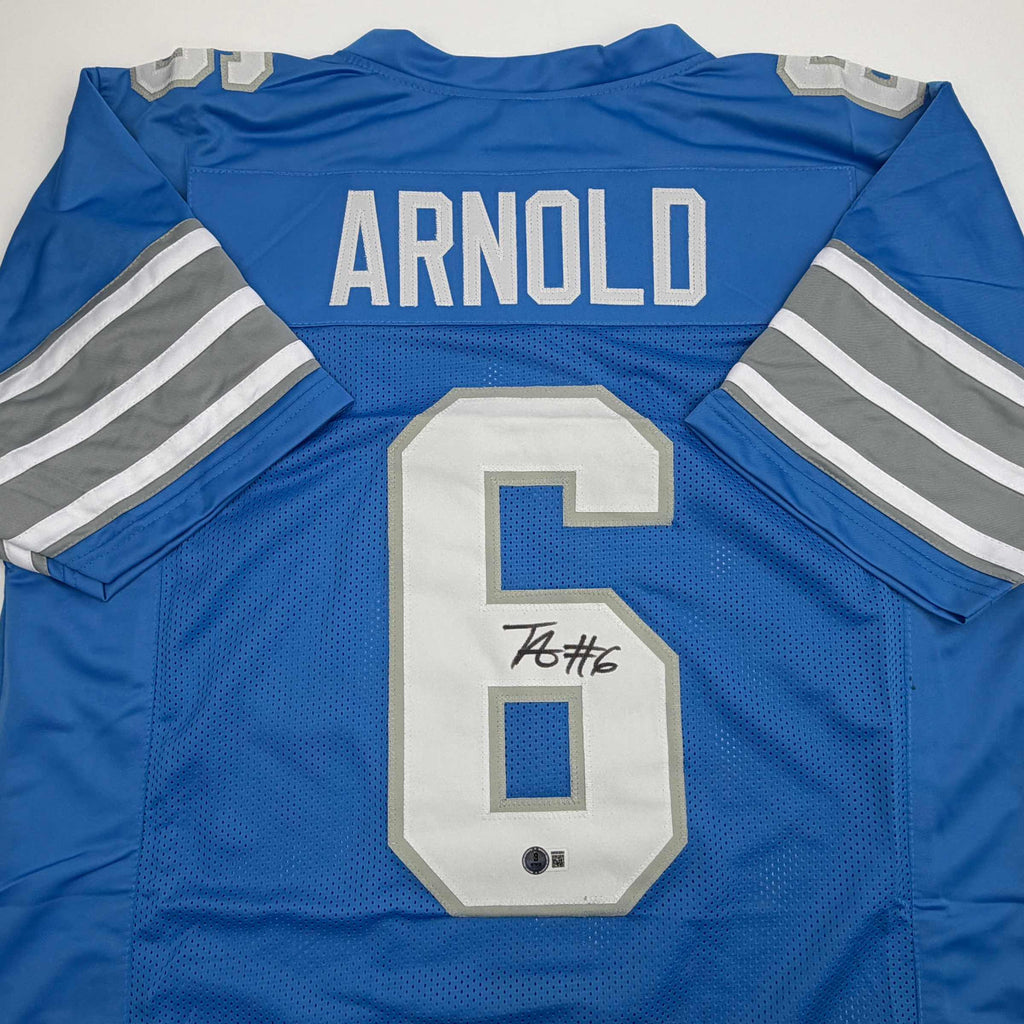 autographed-signed-terrion-arnold-detroit-blue-football-jersey-beckett-bas-coa