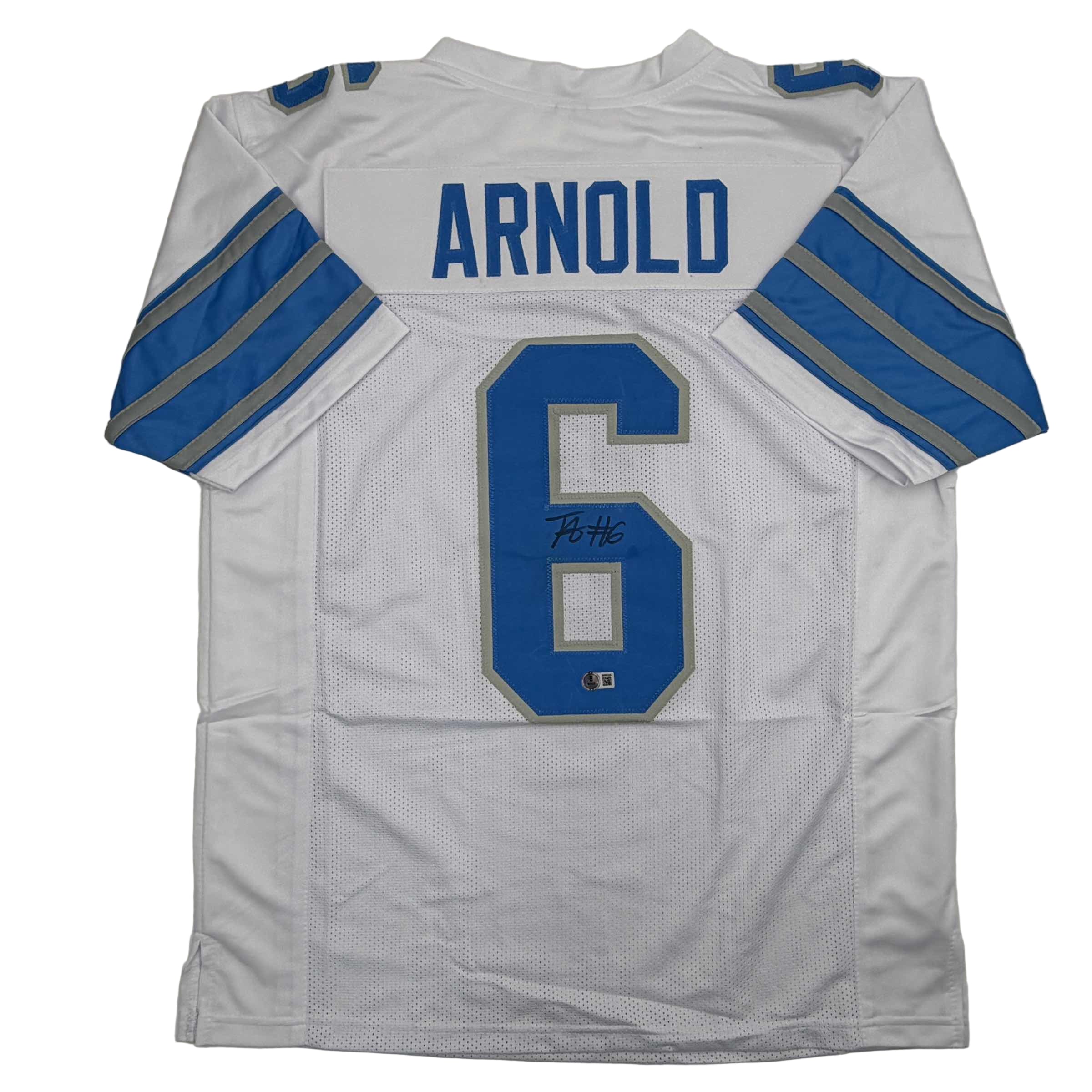 autographed-signed-terrion-arnold-detroit-white-football-jersey-beckett-bas-coa