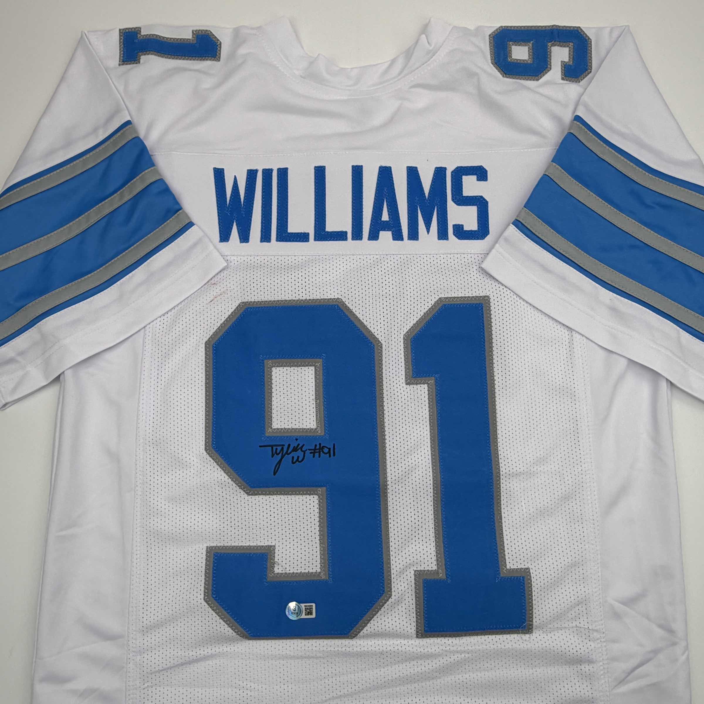 autographed-signed-tyleik-williams-detroit-white-football-jersey-beckett-bas-coa