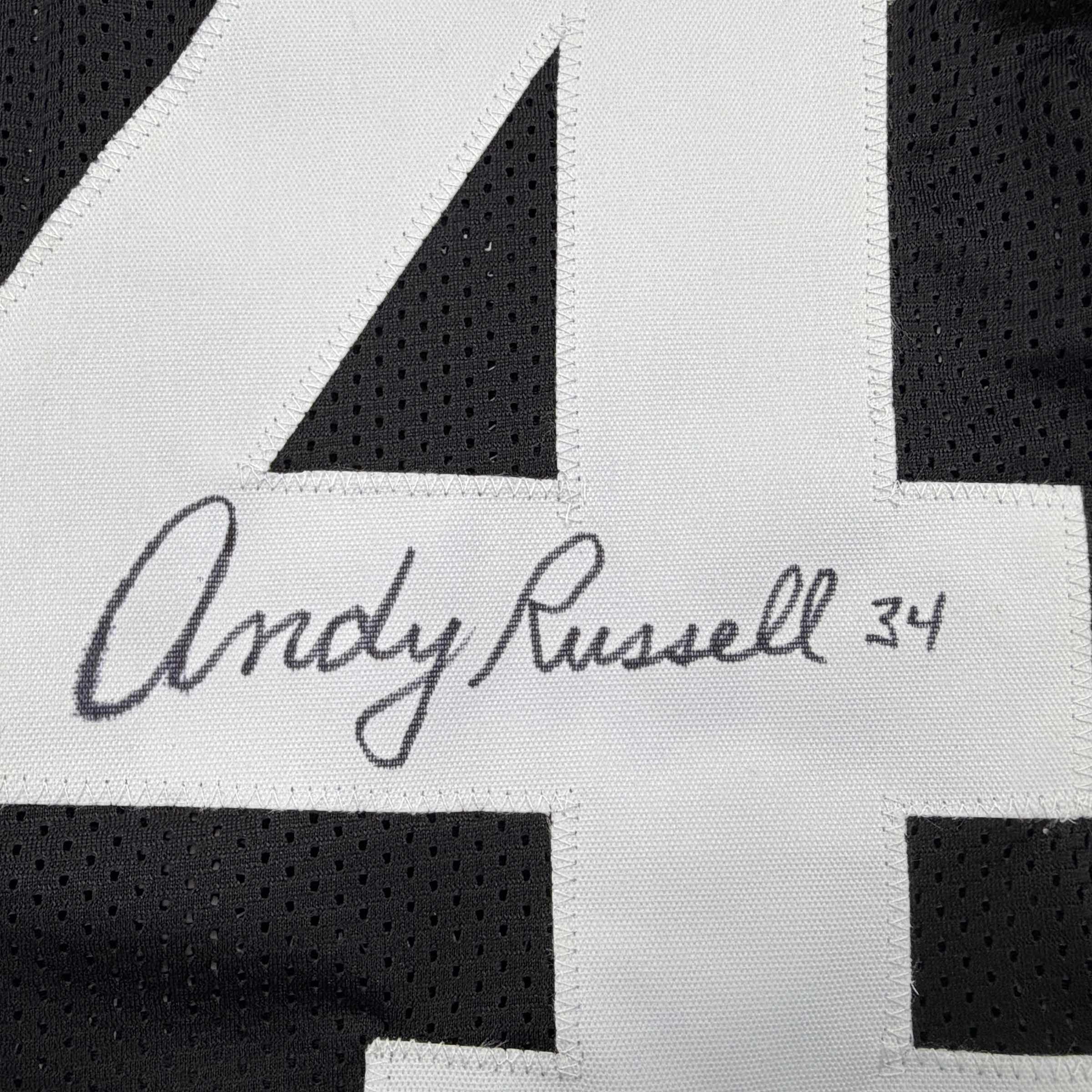 autographed-signed-andy-russell-pittsburgh-black-football-jersey-beckett-bas-coa