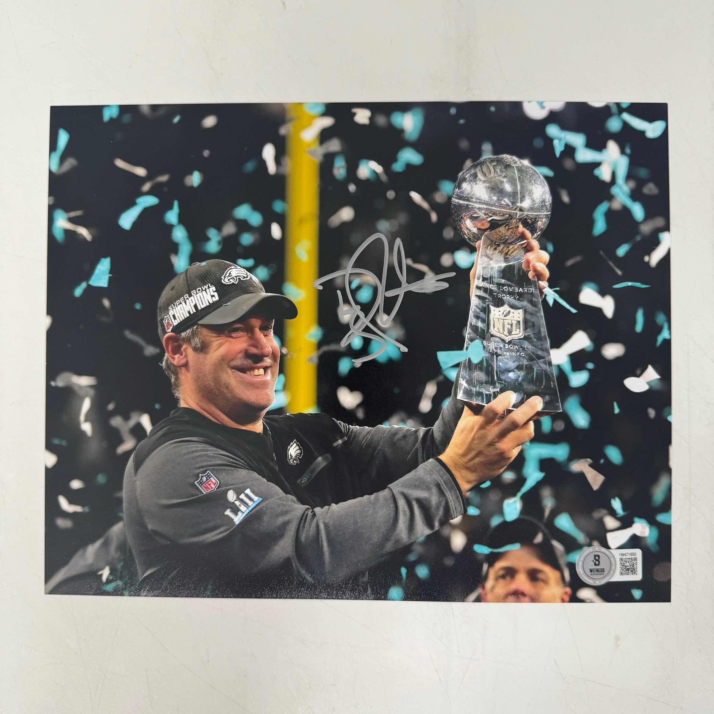 autographed-signed-doug-pederson-philadelphia-eagles-super-bowl-lii-52-champions-8x10-football-photo-beckett-bas-coa-2