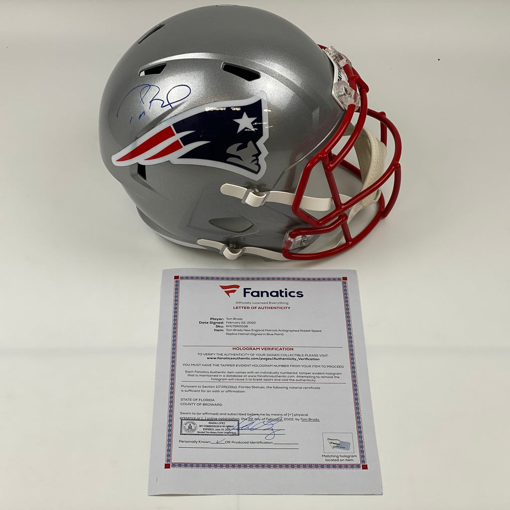 autographed-signed-tom-brady-new-england-patriots-full-size-fs-f-s-speed-replica-football-helmet-fanatics-coa-loa