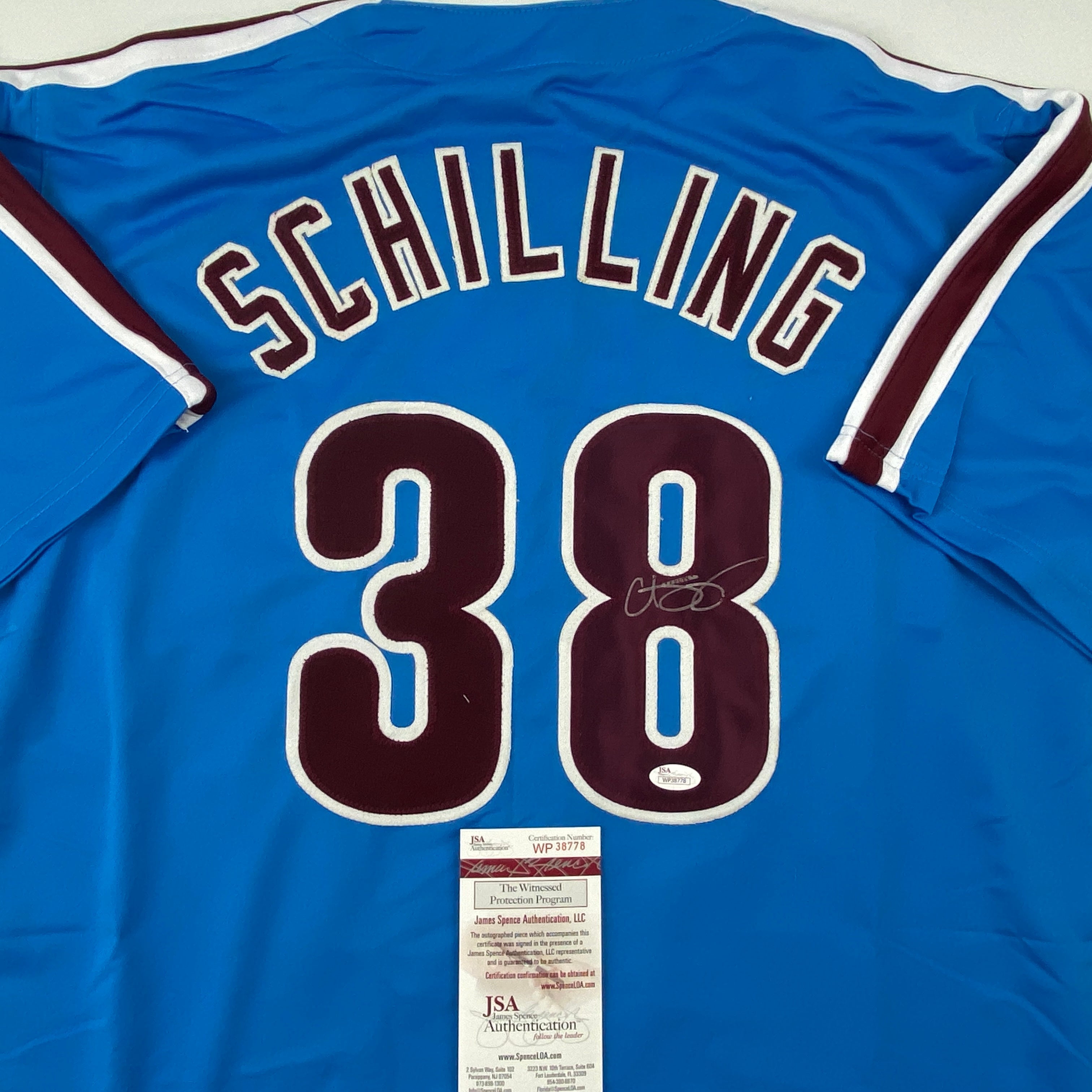 autographed-signed-curt-schilling-philadelphia-retro-blue-baseball-jersey-jsa-coa