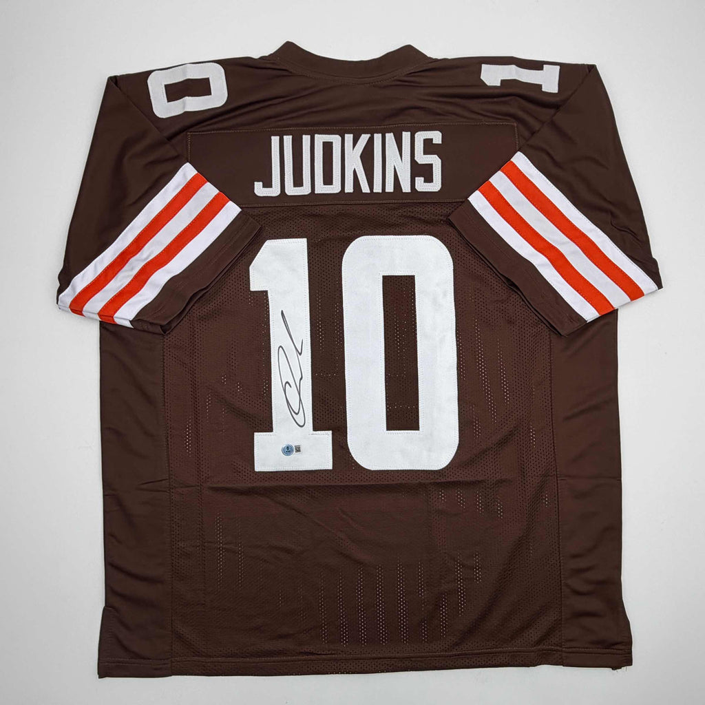 autographed-signed-quinshon-judkins-cleveland-football-brown-jersey-beckett-bas-coa