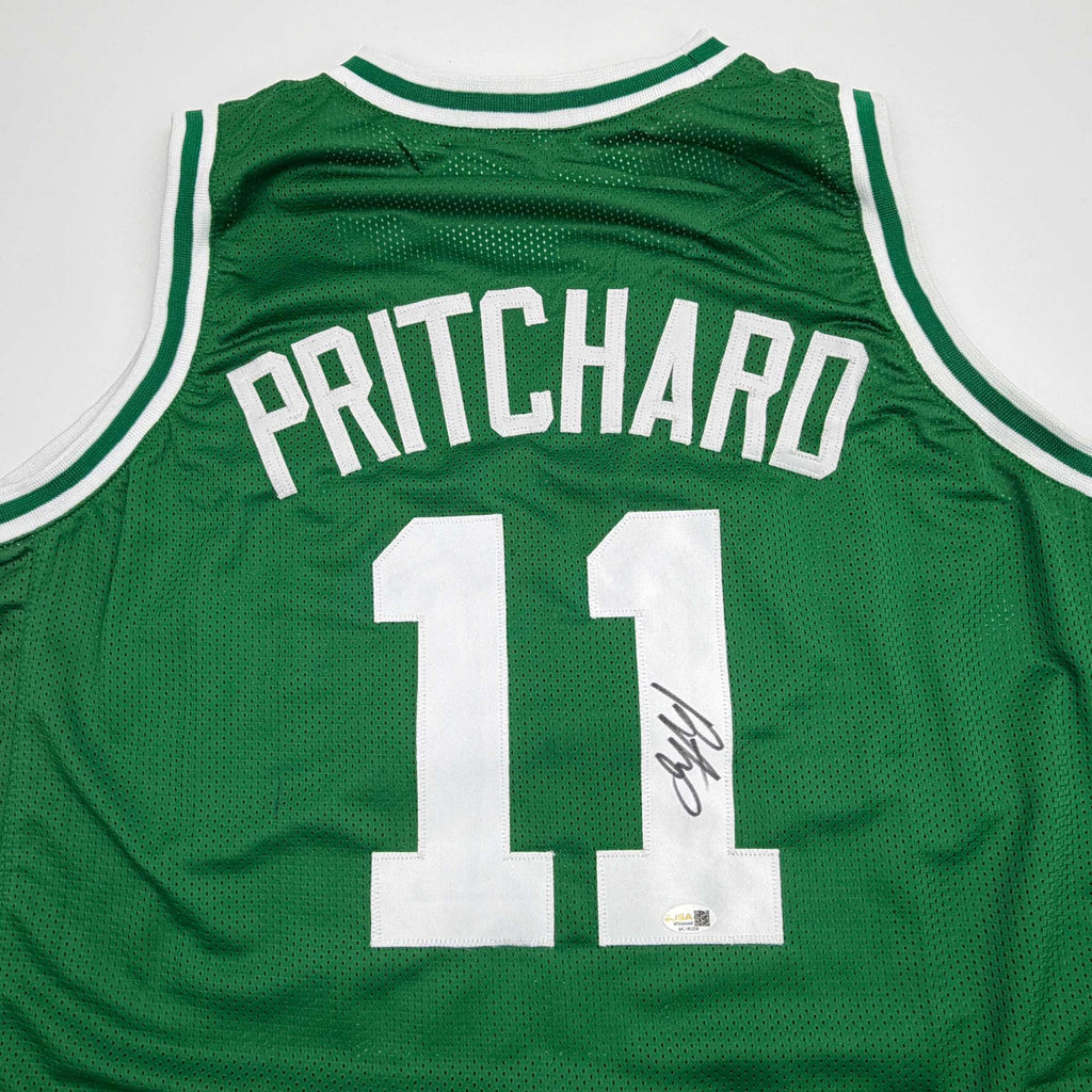 autographed-signed-payton-pritchard-boston-green-basketball-jersey-jsa-coa