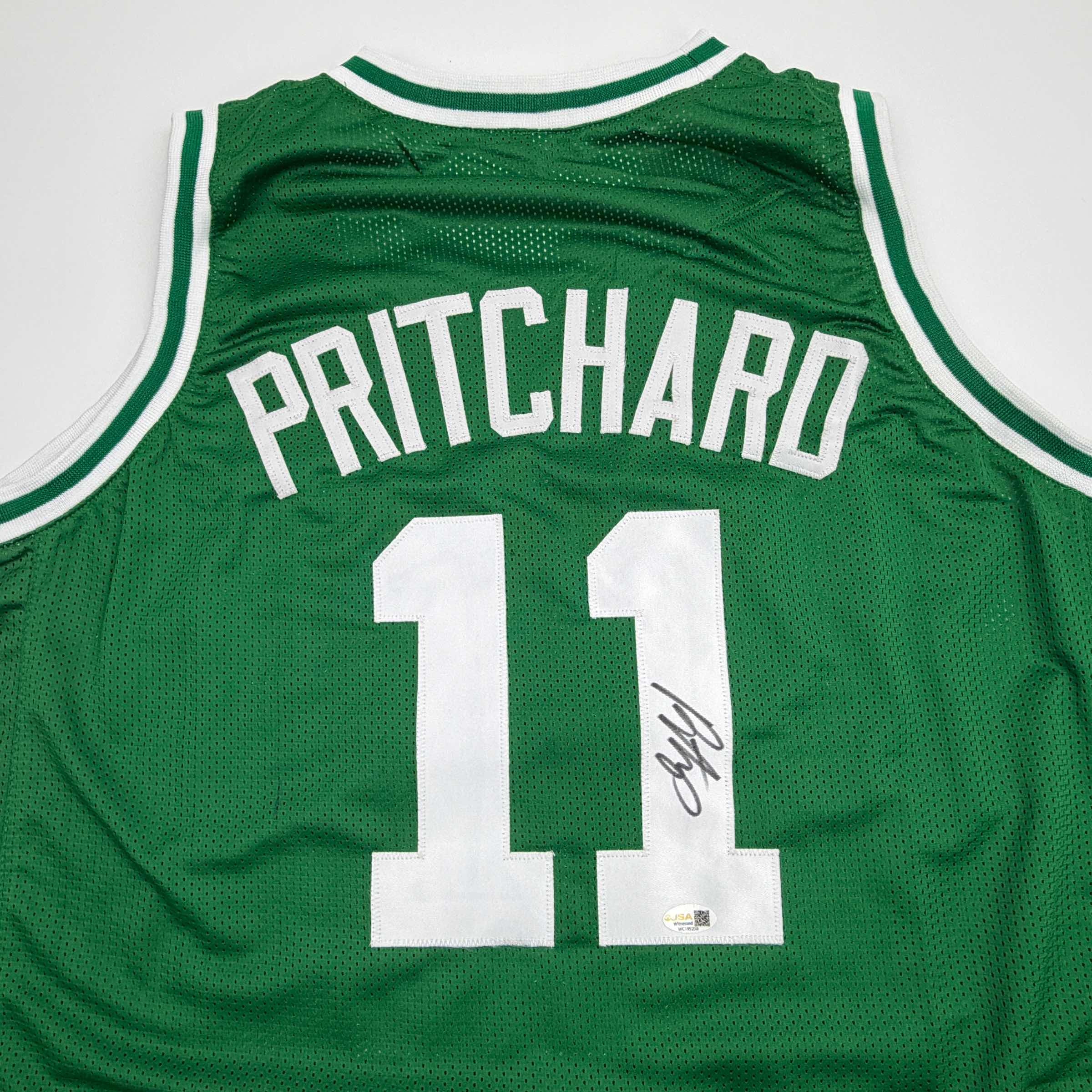 autographed-signed-payton-pritchard-boston-green-basketball-jersey-jsa-coa