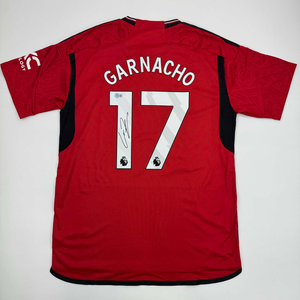 autographed-signed-alejandro-garnacho-manchester-united-red-soccer-jersey-beckett-bas-coa-1