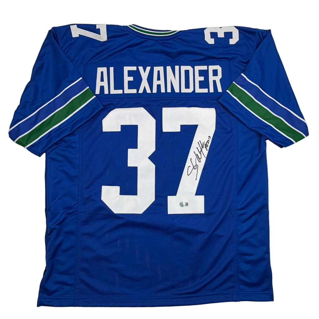 autographed-signed-shaun-alexander-seattle-blue-football-jersey-beckett-bas-coa