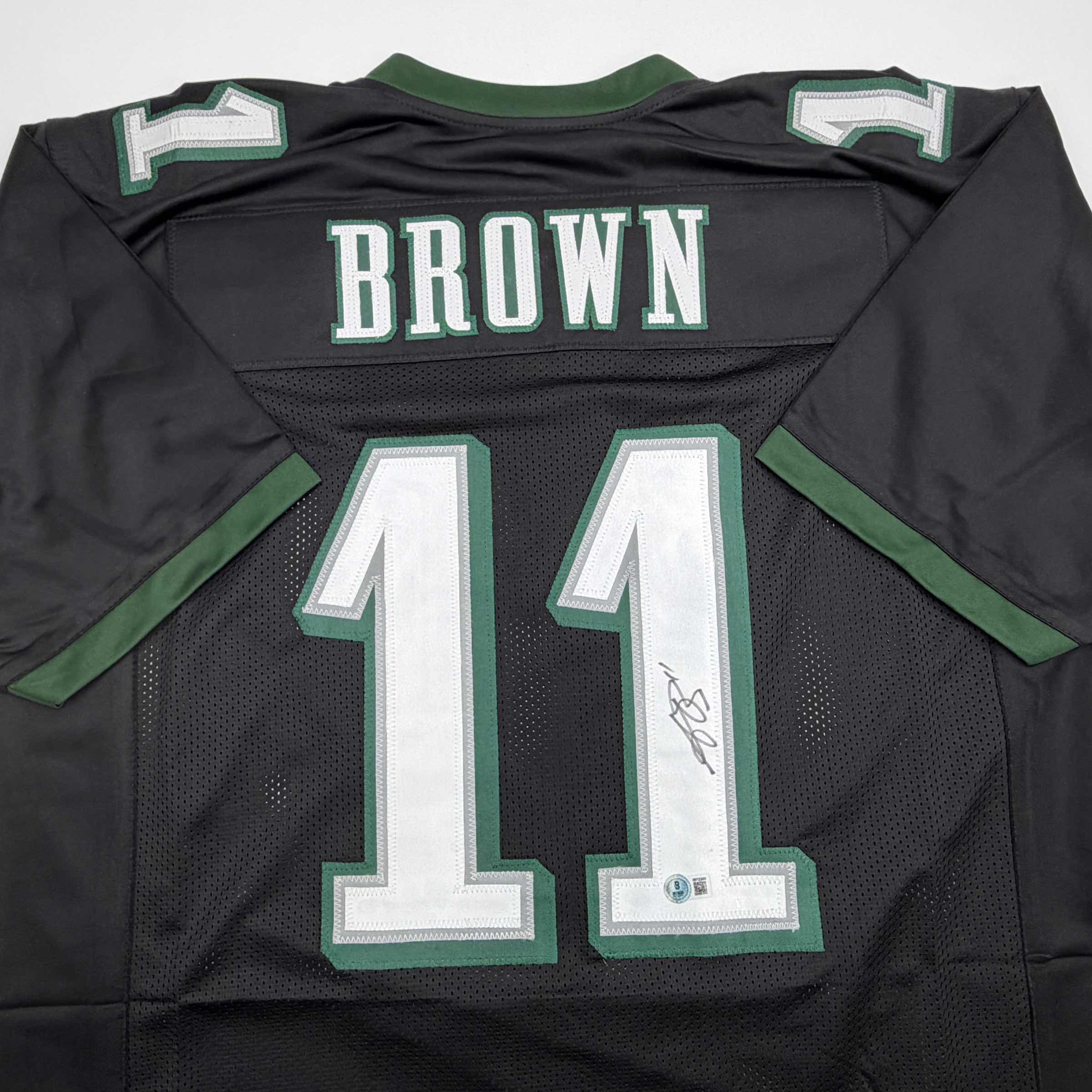 autographed-signed-aj-a-j-brown-philadelphia-black-football-jersey-beckett-bas-coa