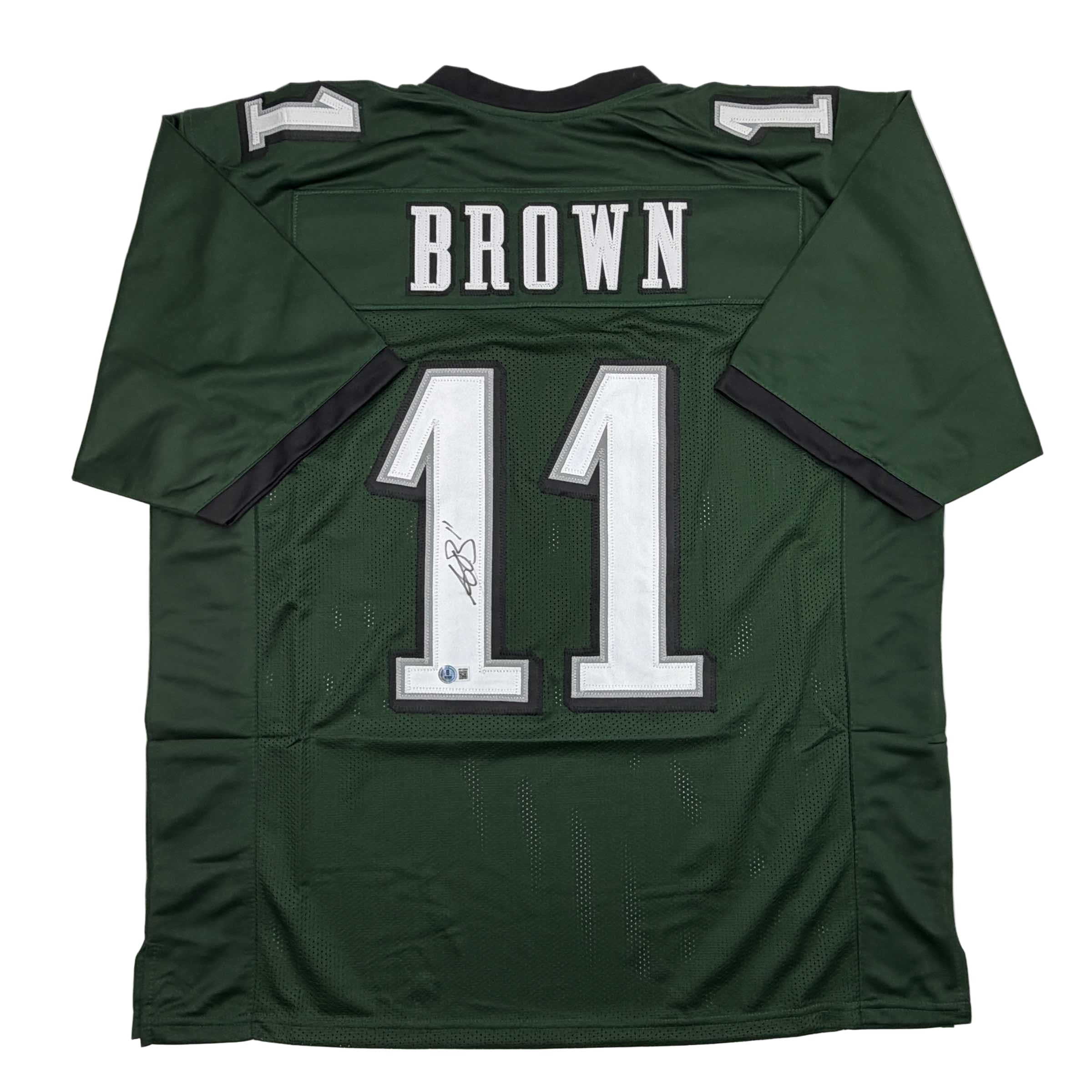 autographed-signed-aj-a-j-brown-philadelphia-green-football-jersey-beckett-bas-coa