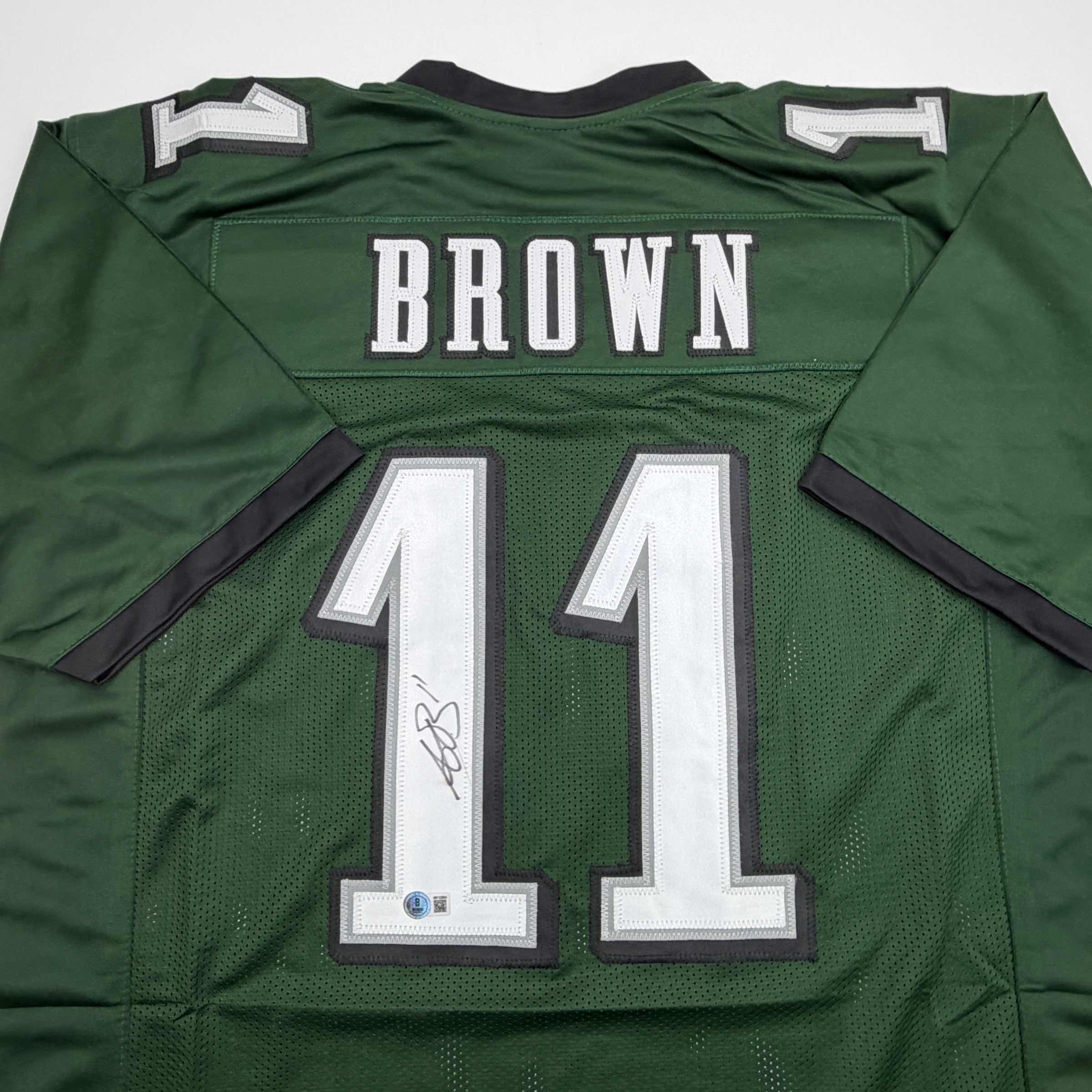 autographed-signed-aj-a-j-brown-philadelphia-green-football-jersey-beckett-bas-coa