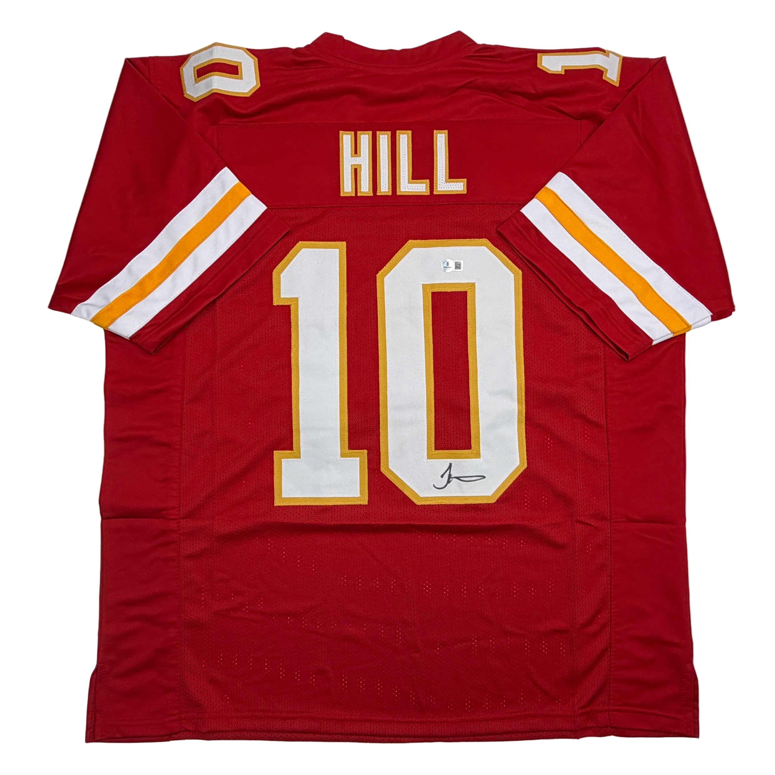 autographed-signed-tyreek-hill-kansas-city-red-football-jersey-beckett-bas-coa