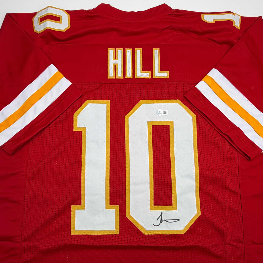 autographed-signed-tyreek-hill-kansas-city-red-football-jersey-beckett-bas-coa