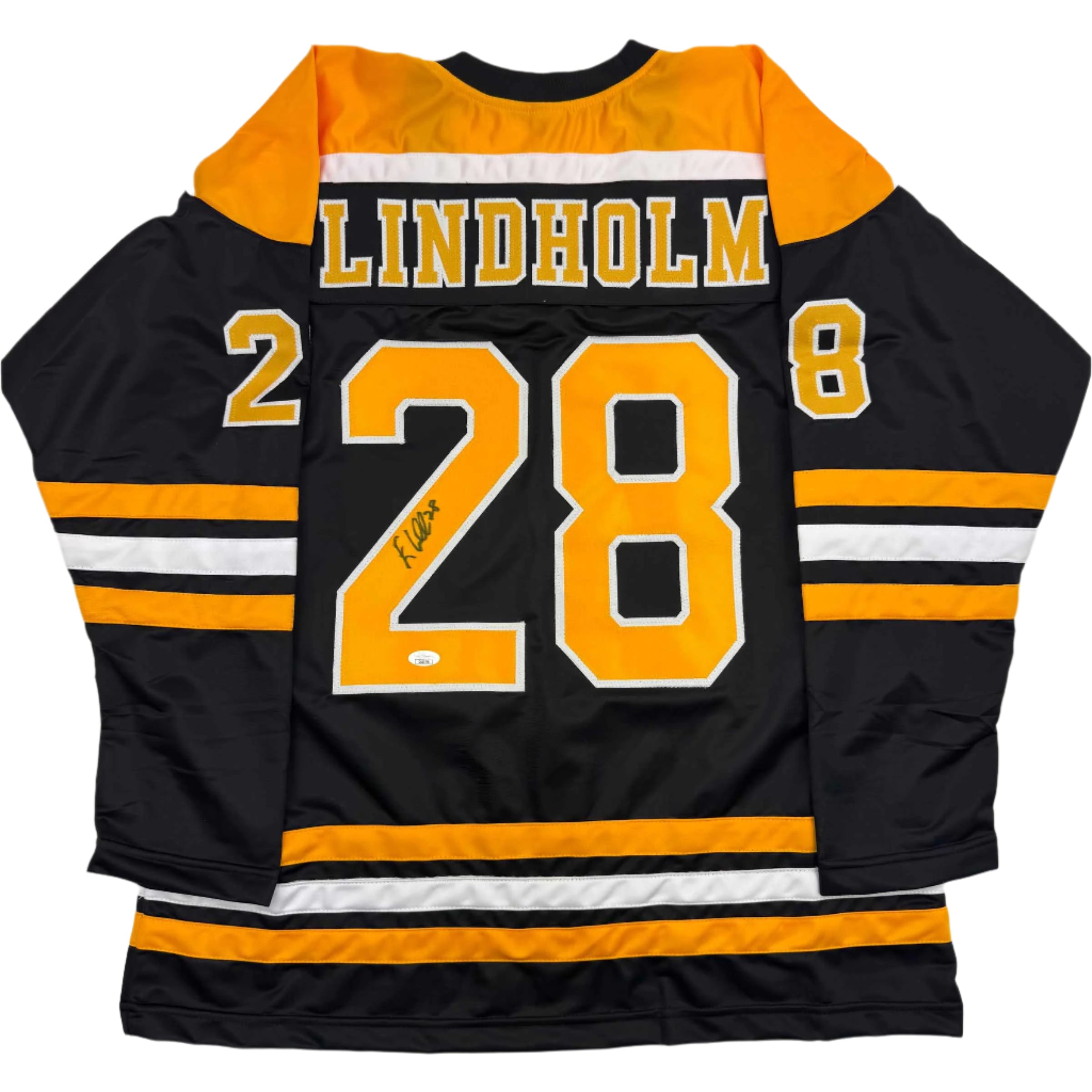autographed-signed-elias-lindholm-boston-black-hockey-jersey-jsa-coa