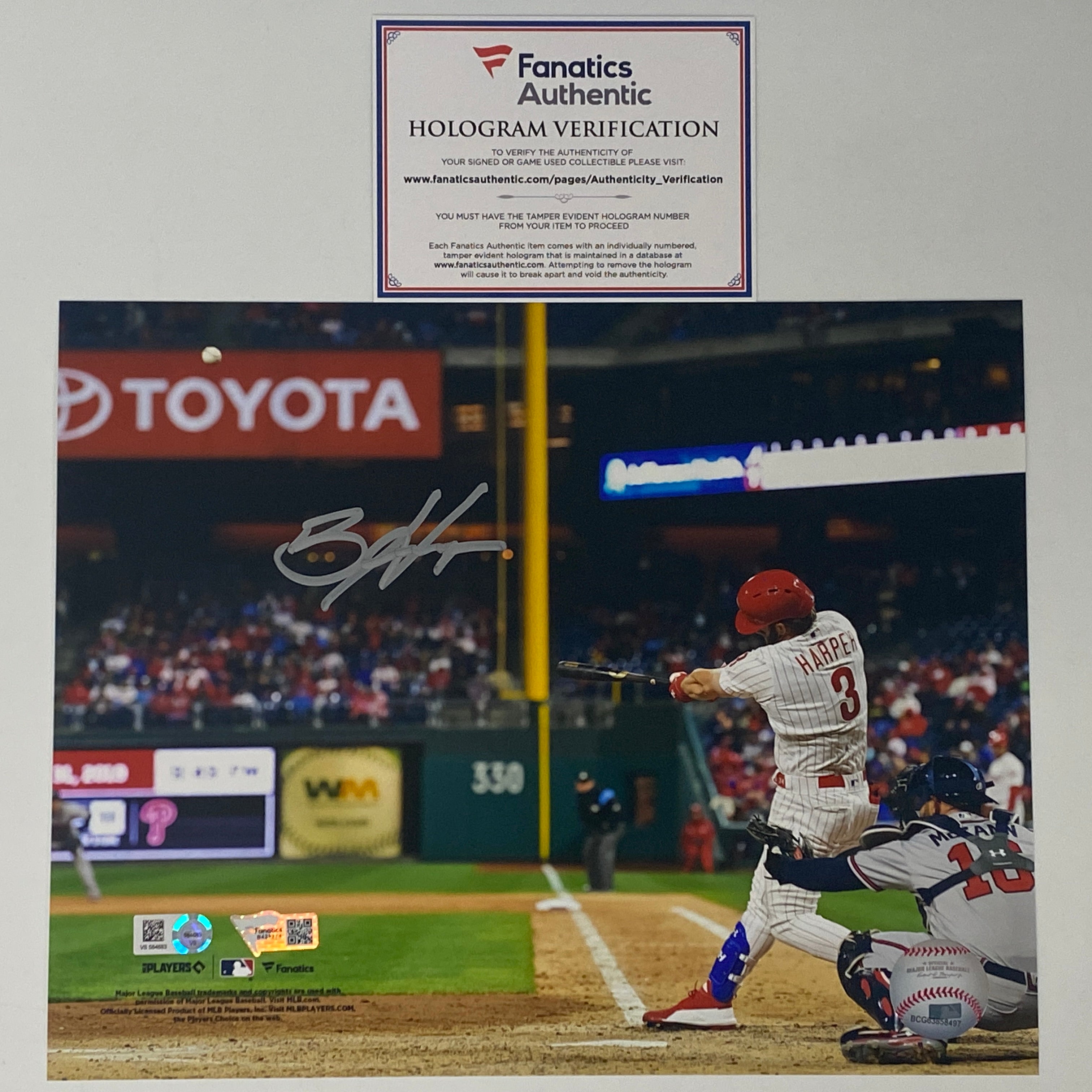 autographed-signed-bryce-harper-philadelphia-phillies-8x10-baseball-photo-fanatics-mlb-coa