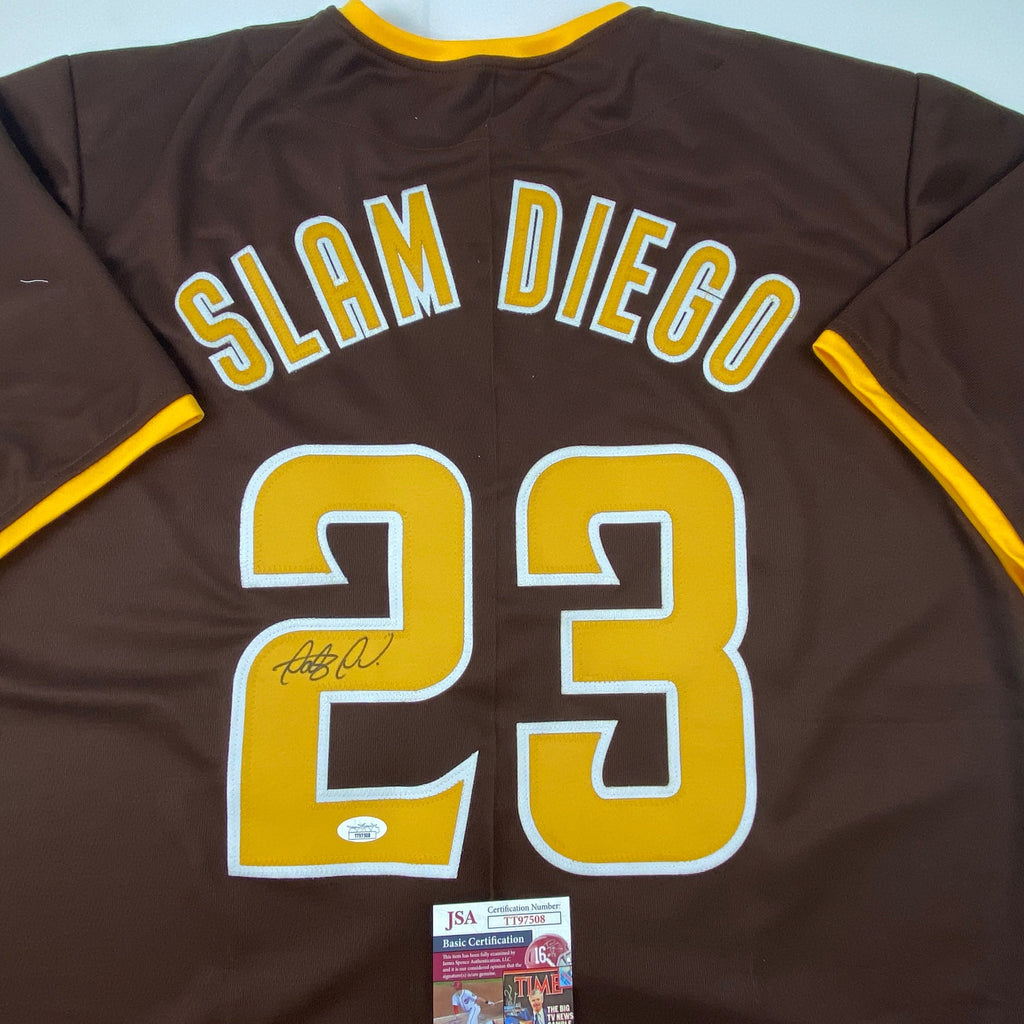 autographed-signed-fernando-tatis-jr-slam-diego-san-brown-baseball-jersey-jsa-coa