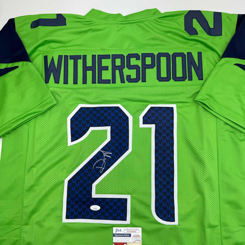autographed-signed-devon-witherspoon-seattle-green-football-jersey-jsa-coa