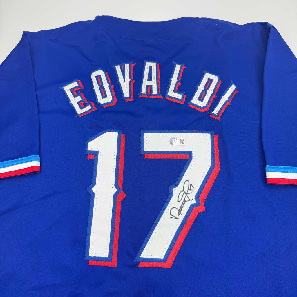 autographed-signed-nathan-eovaldi-texas-blue-baseball-jersey-beckett-bas-coa
