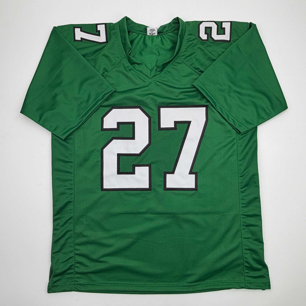 autographed-signed-quinyon-mitchell-philadelphia-kelly-green-football-jersey-jsa-coa