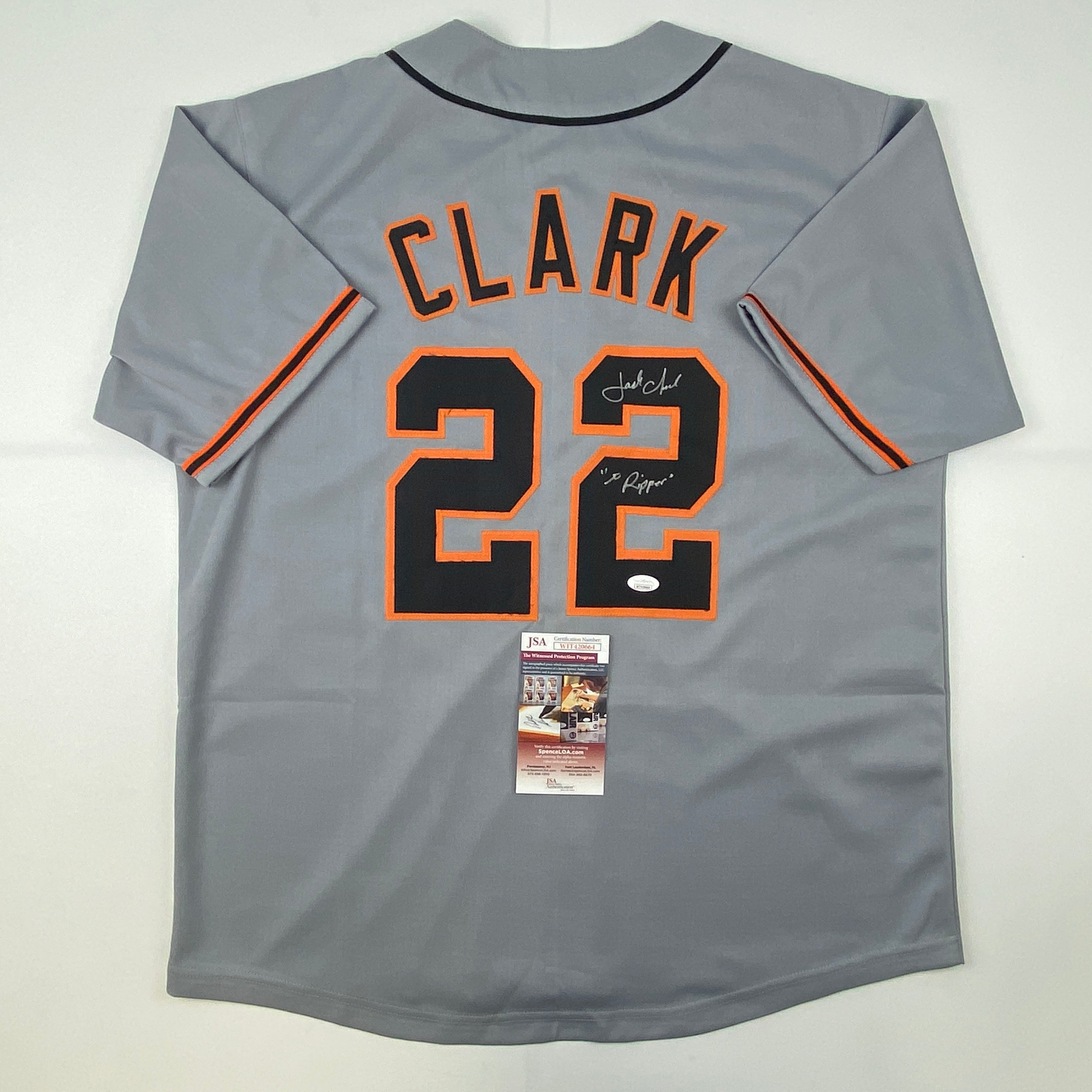 autographed-signed-jack-clark-the-ripper-san-francisco-grey-baseball-jersey-jsa-coa