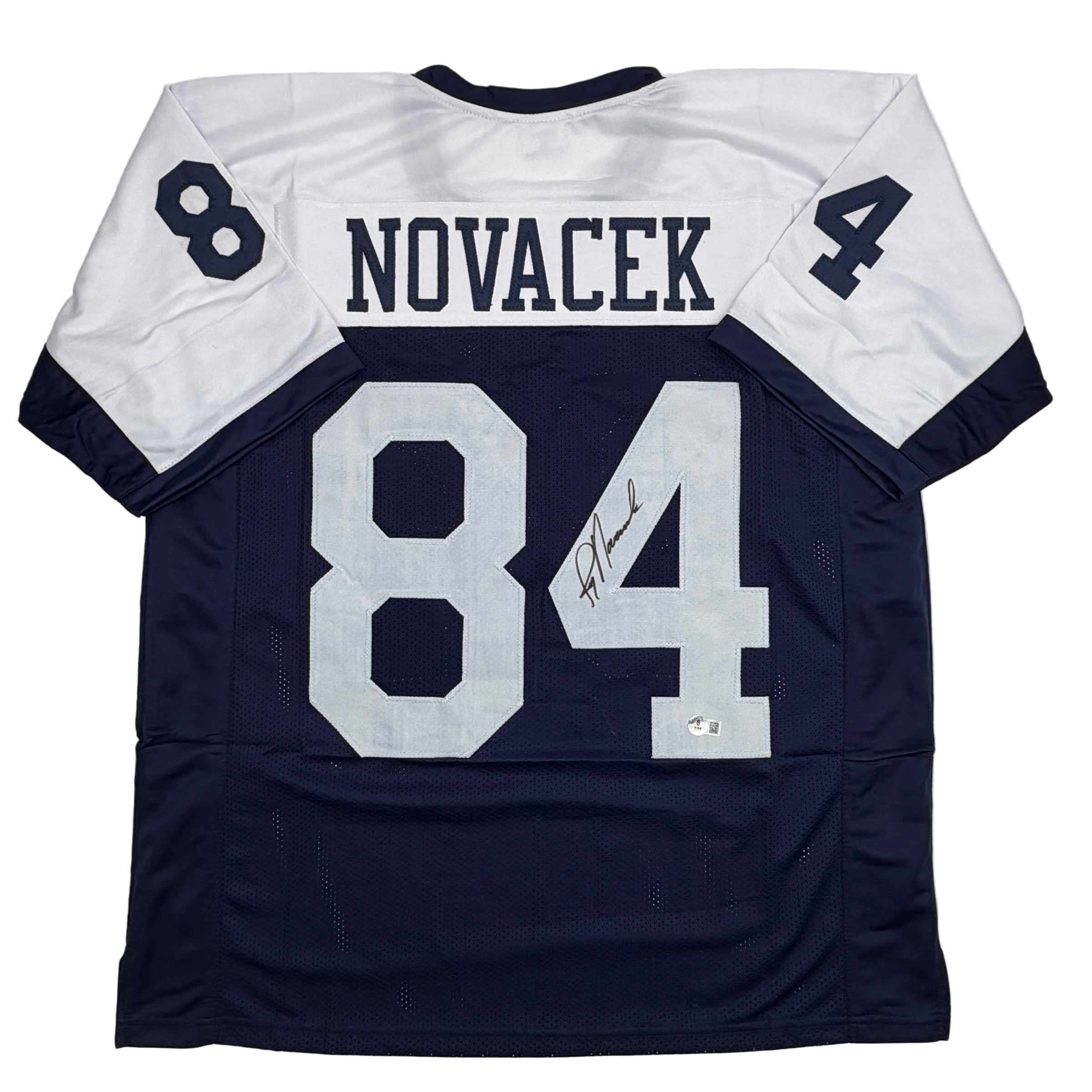 autographed-signed-jay-novacek-dallas-thanksgiving-day-football-jersey-beckett-bas-coa