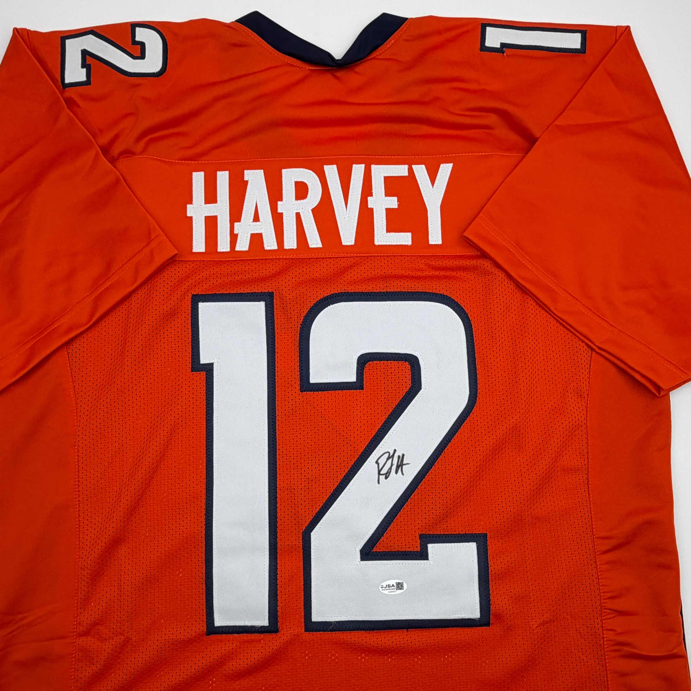autographed-signed-r-j-rj-harvey-denver-orange-football-jersey-jsa-coa-1