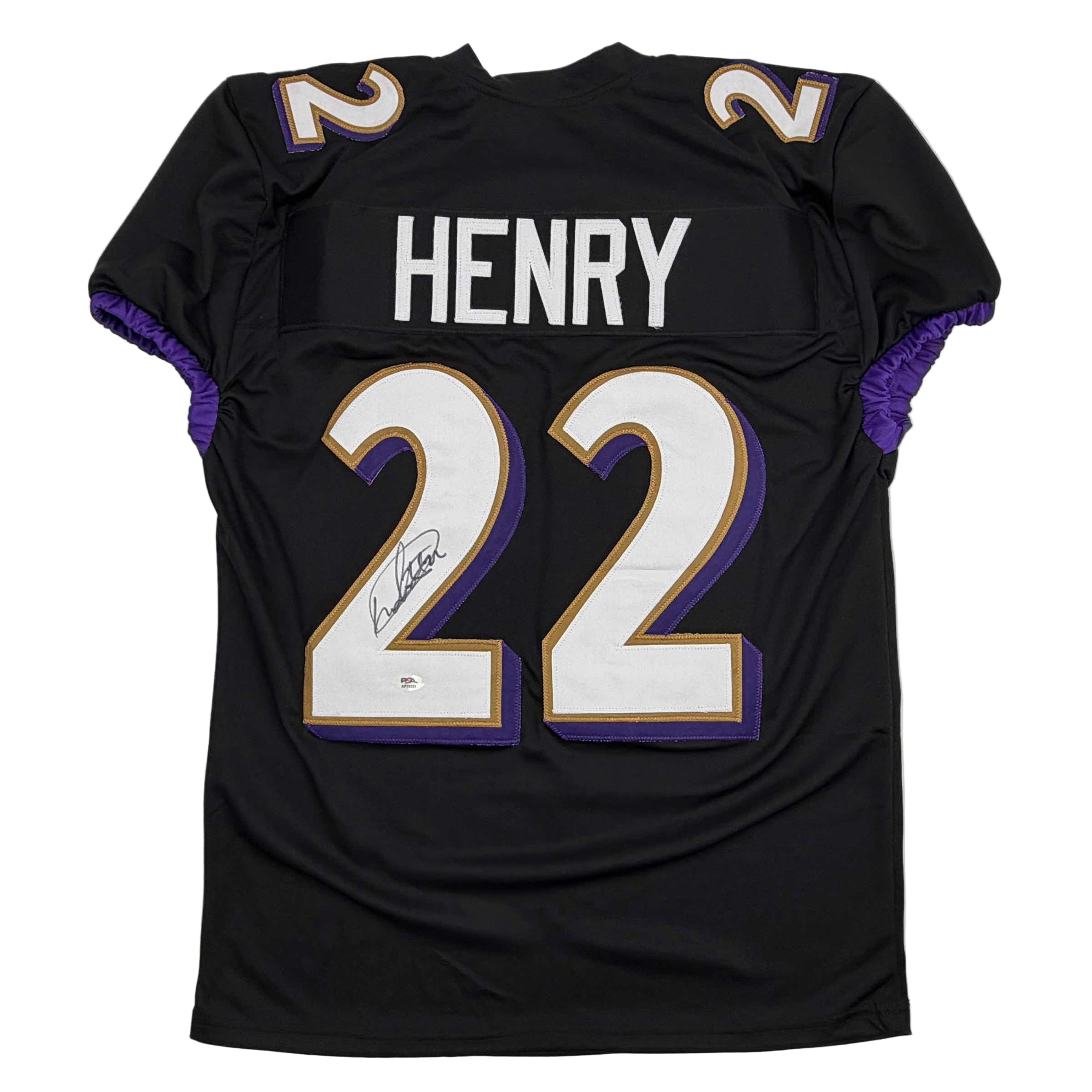 autographed-signed-derrick-henry-baltimore-black-football-jersey-jsa-coa