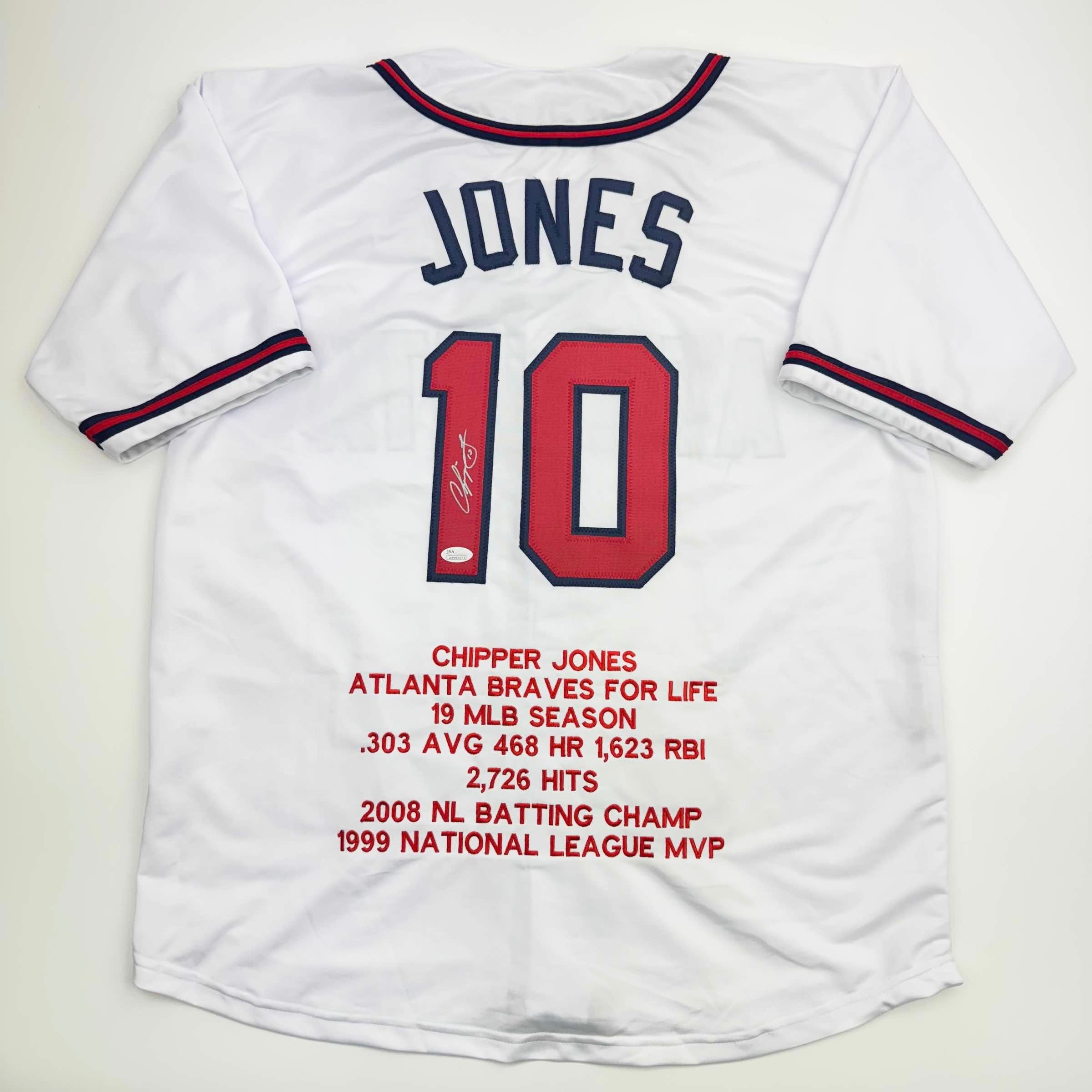 autographed-signed-chipper-jones-atlanta-white-stat-baseball-jersey-jsa-coa