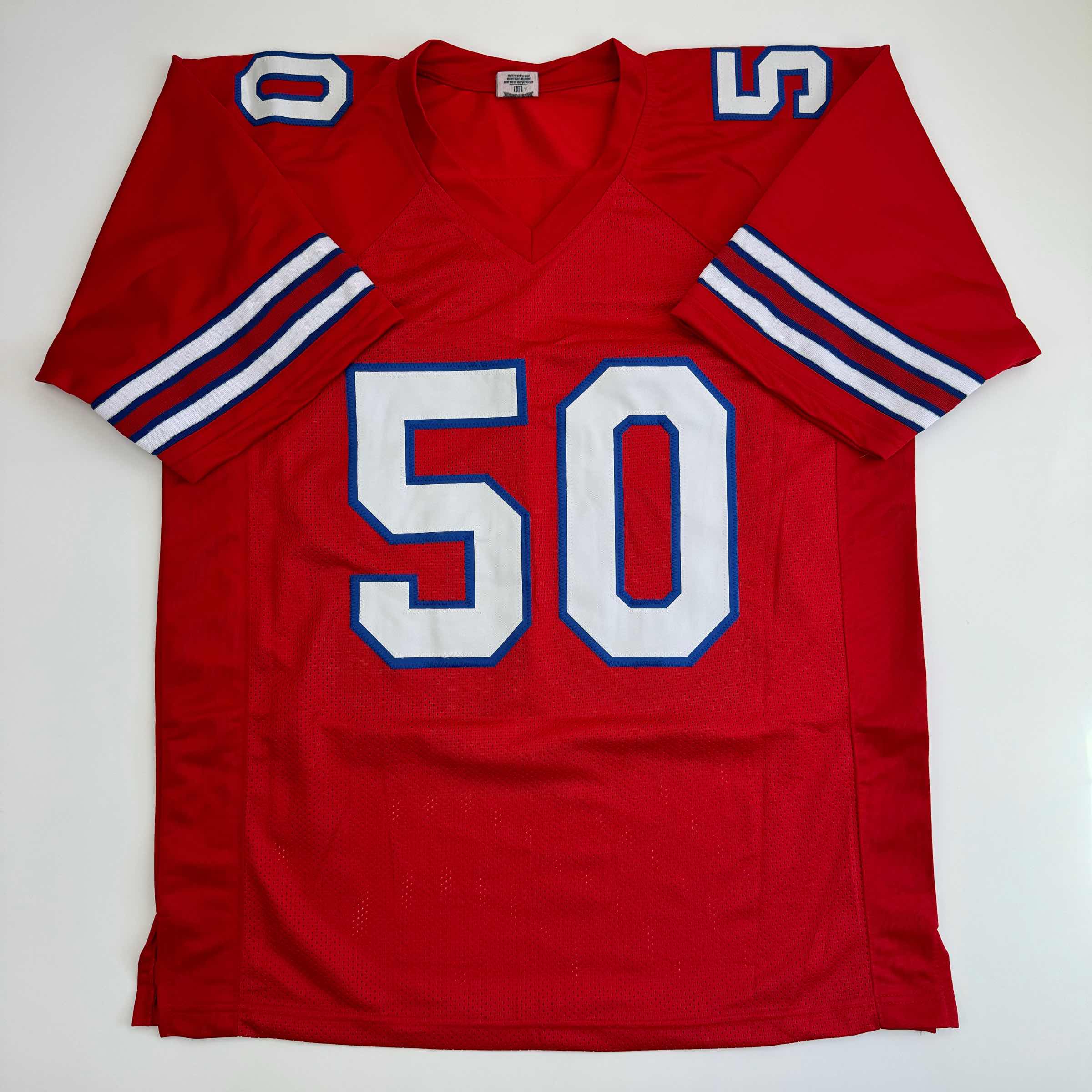 autographed-signed-greg-rousseau-buffalo-red-football-jersey-jsa-coa