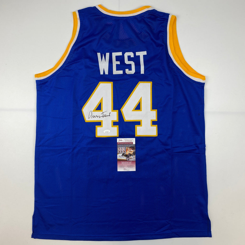 autographed-signed-jerry-west-west-virginia-blue-college-basketball-jersey-jsa-coa