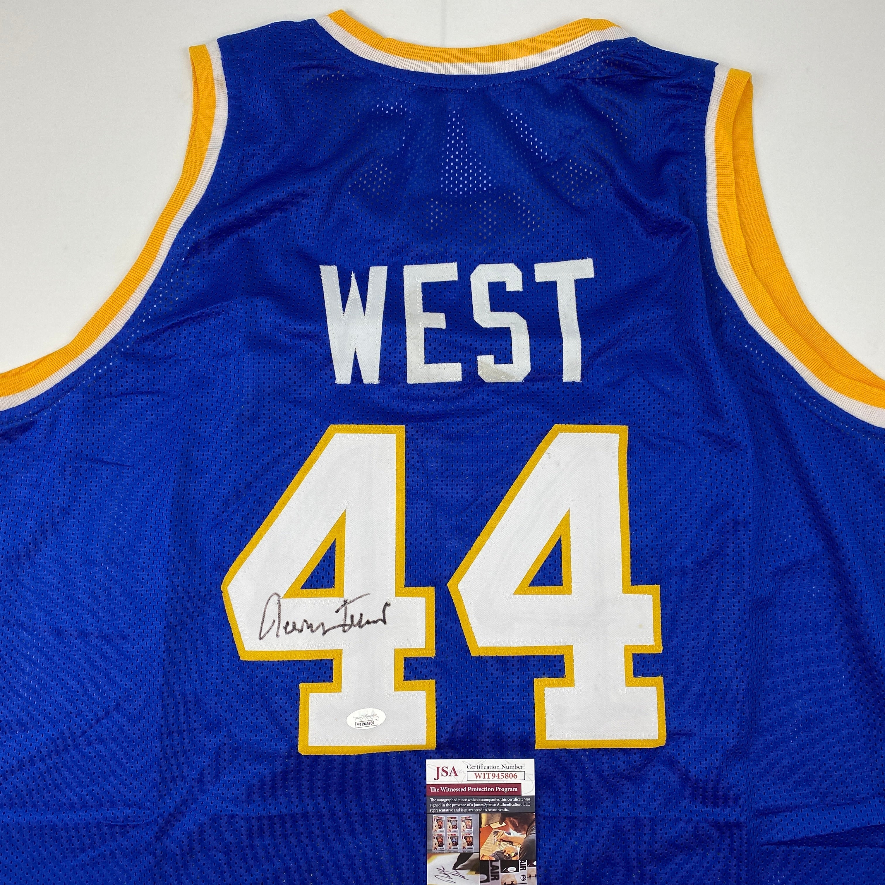 autographed-signed-jerry-west-west-virginia-blue-college-basketball-jersey-jsa-coa
