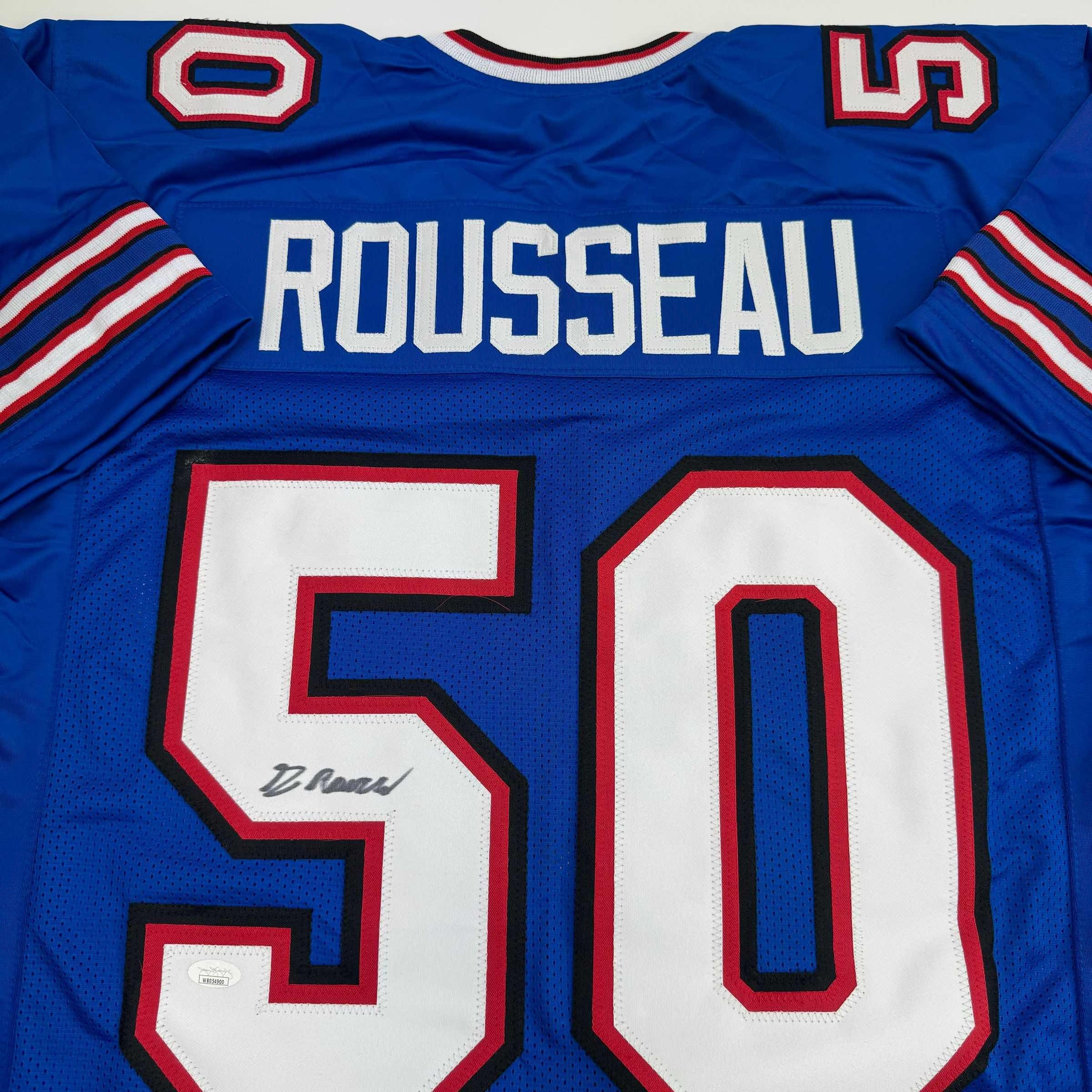 autographed-signed-greg-rousseau-buffalo-blue-football-jersey-jsa-coa