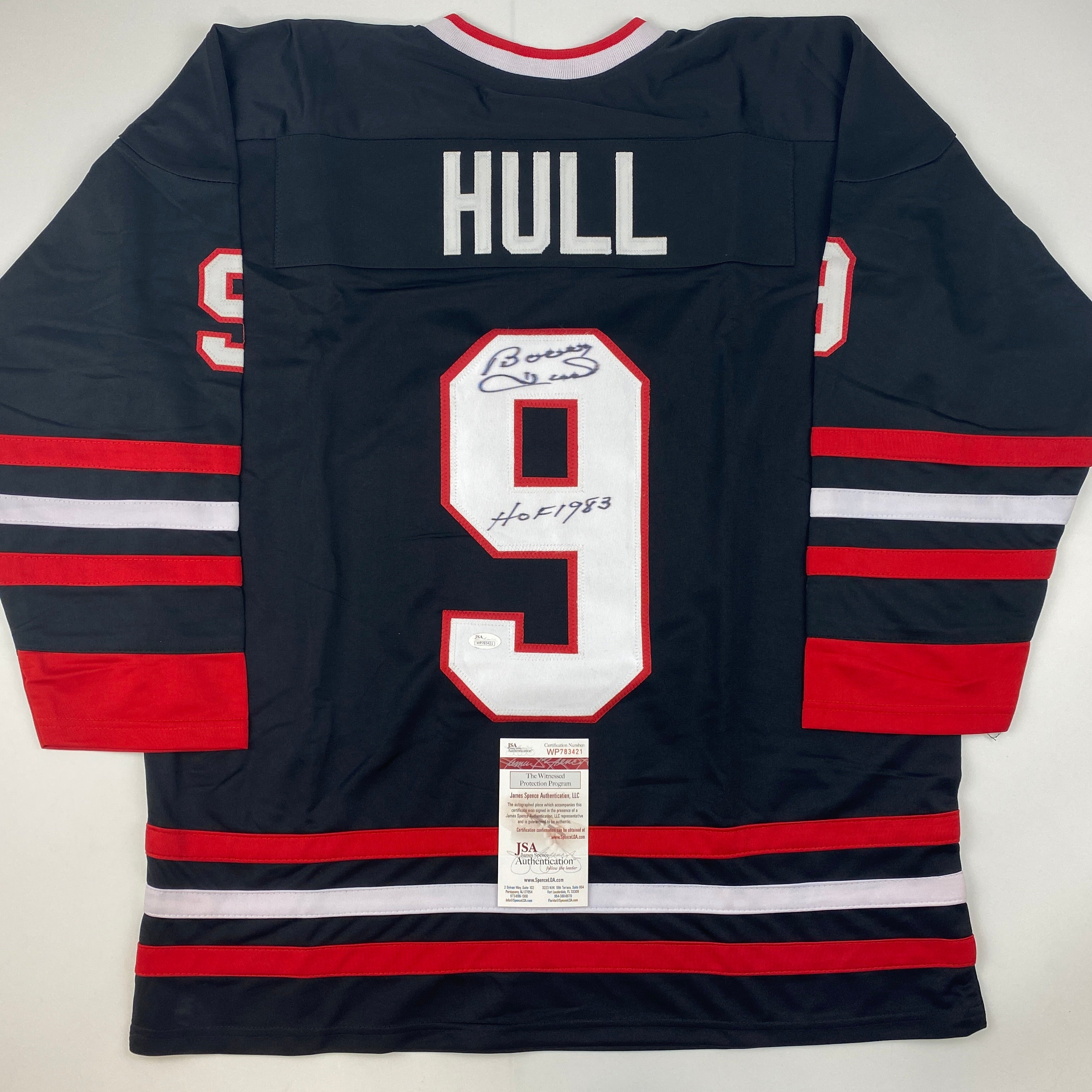 autographed-signed-bobby-hull-hof-1983-chicago-black-hockey-jersey-jsa-coa