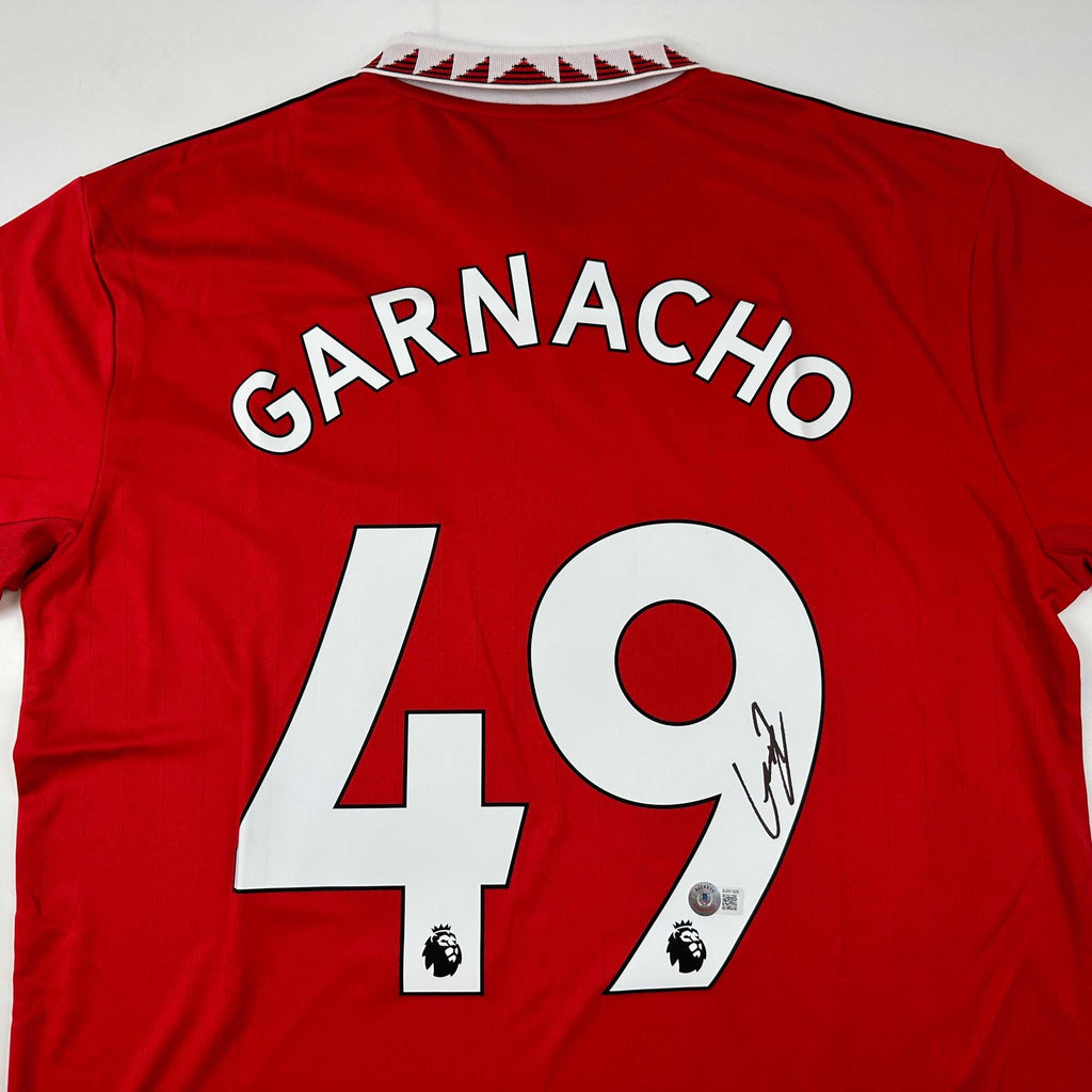 autographed-signed-alejandro-garnacho-manchester-united-red-soccer-jersey-beckett-bas-coa