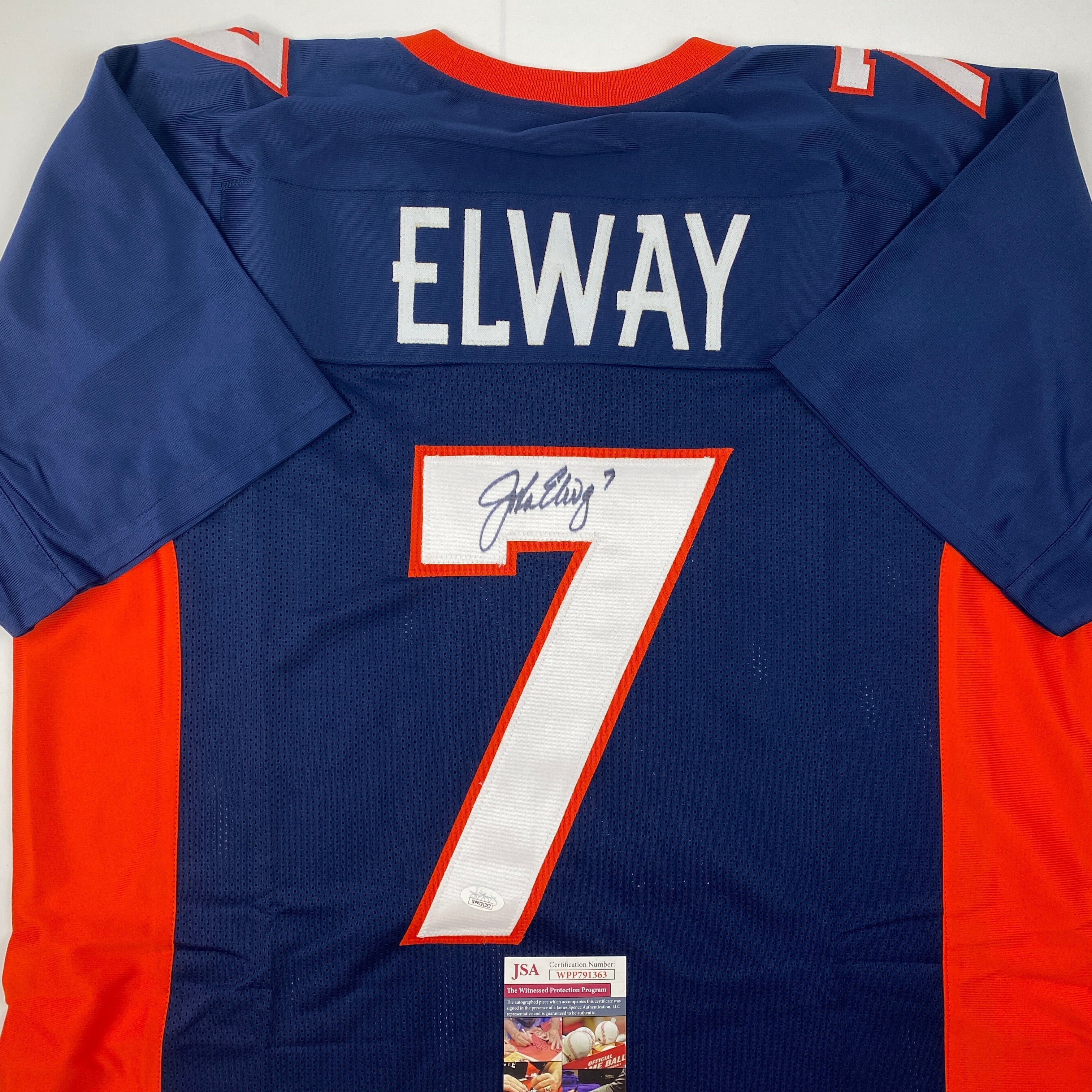 autographed-signed-john-elway-denver-blue-football-jersey-jsa-coa