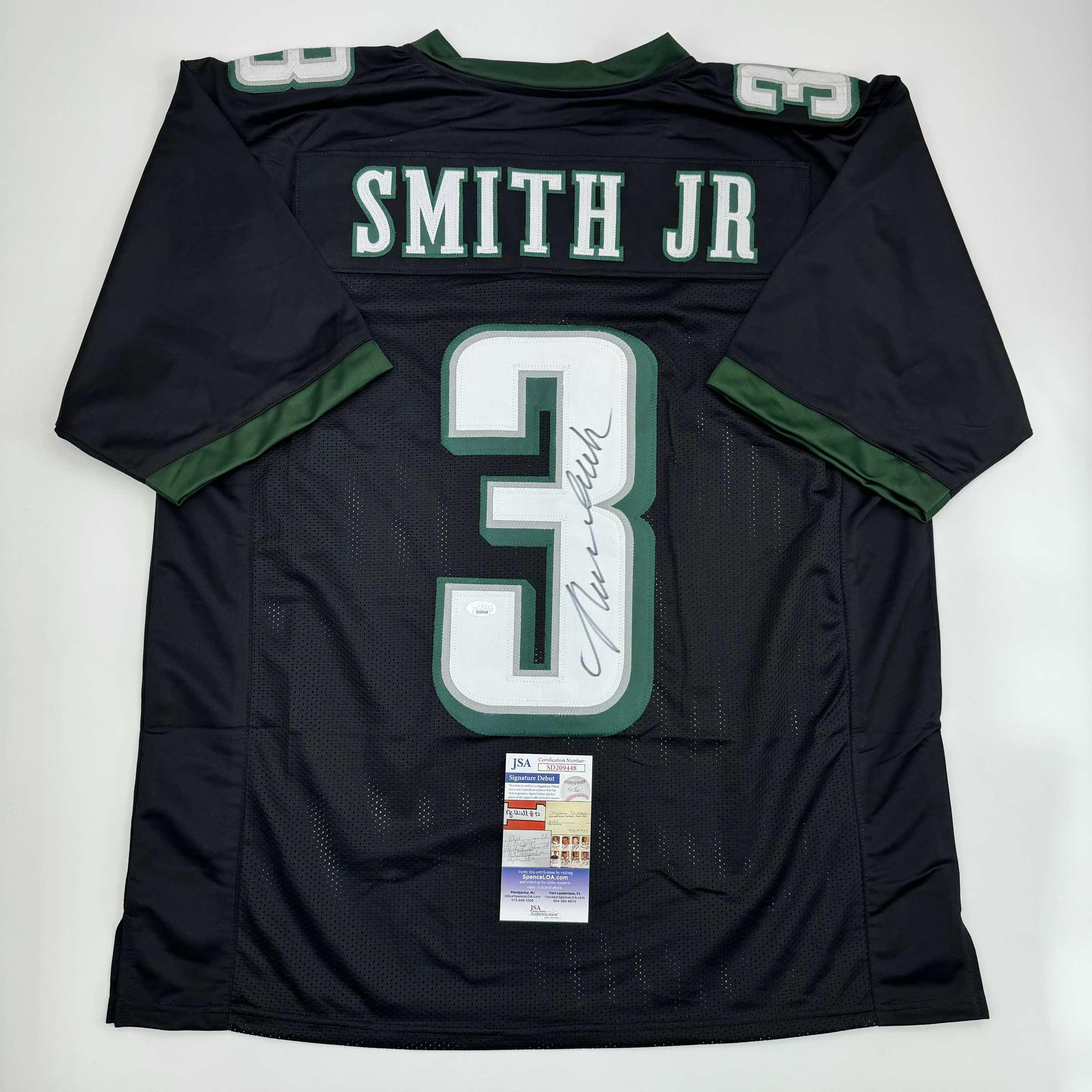 autographed-signed-nolan-smith-jr-philadelphia-black-football-jersey-jsa-coa