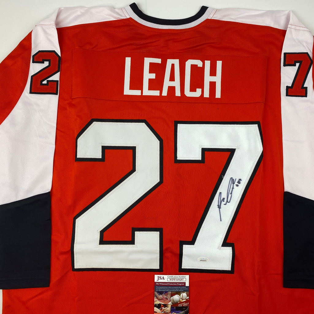 autographed-signed-reggie-leach-philadelphia-orange-hockey-jersey-jsa-coa