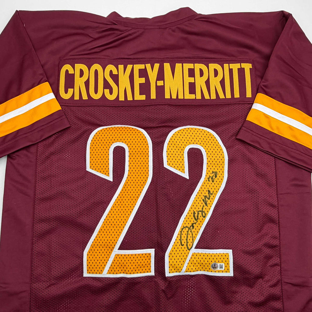 autographed-signed-bill-jacory-croskey-merritt-washington-burgundy-football-jersey-beckett-bas-coa