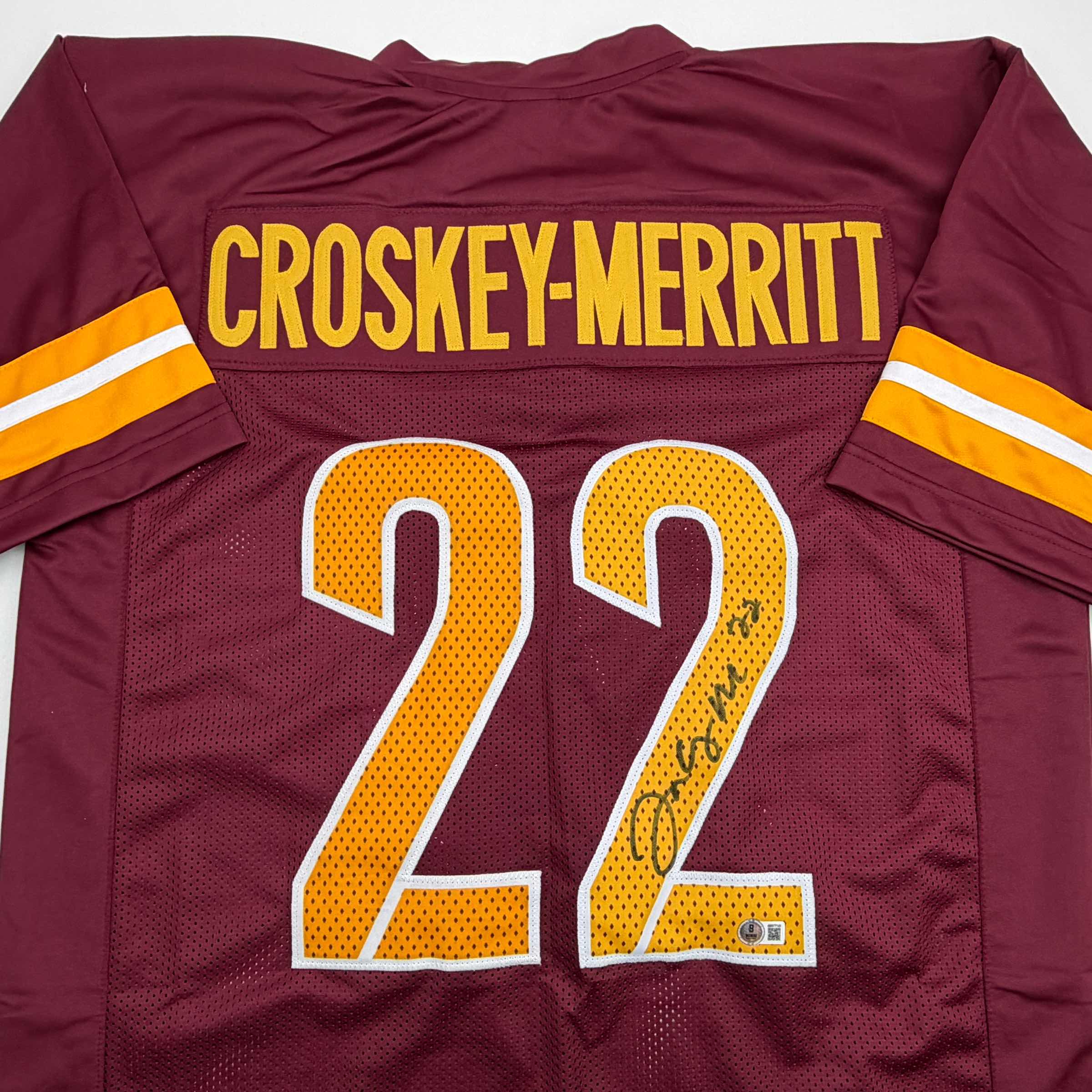 autographed-signed-bill-jacory-croskey-merritt-washington-burgundy-football-jersey-beckett-bas-coa